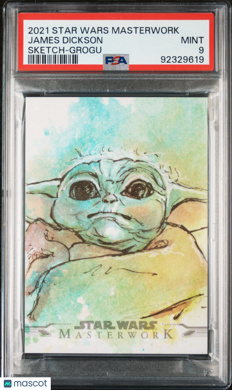 GROGU 2021 Topps Star Wars Masterwork Original Sketch Card James Dickson PSA 9