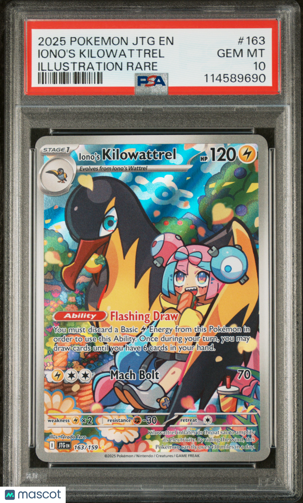 IONO'S KILOWATTREL 2025 Pokemon Journey Together Illustration Rare #163 PSA 10