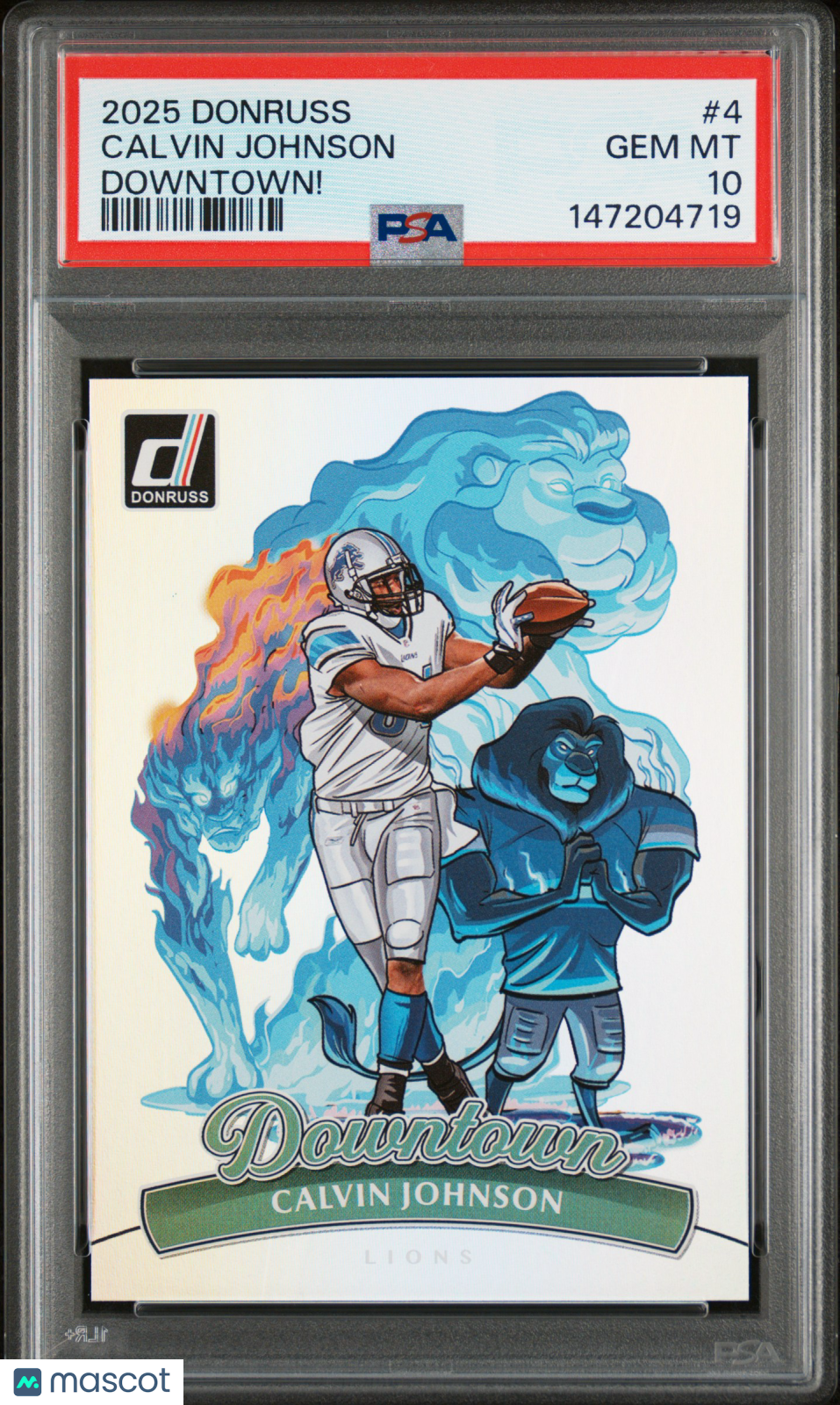CALVIN JOHNSON 2025 Panini Donruss Downtown Case Hit SSP #4 PSA 10 Lions