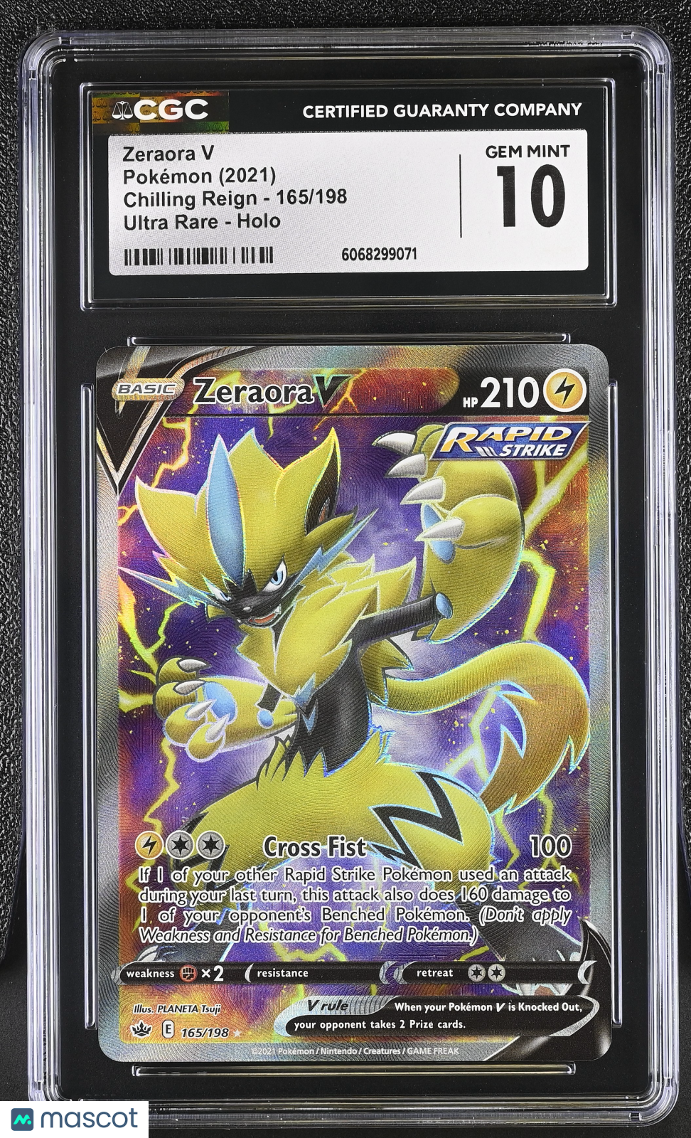 ZERAORA V 2021 Pokemon Chilling Reign #165/198 Ultra Rare CGC 10