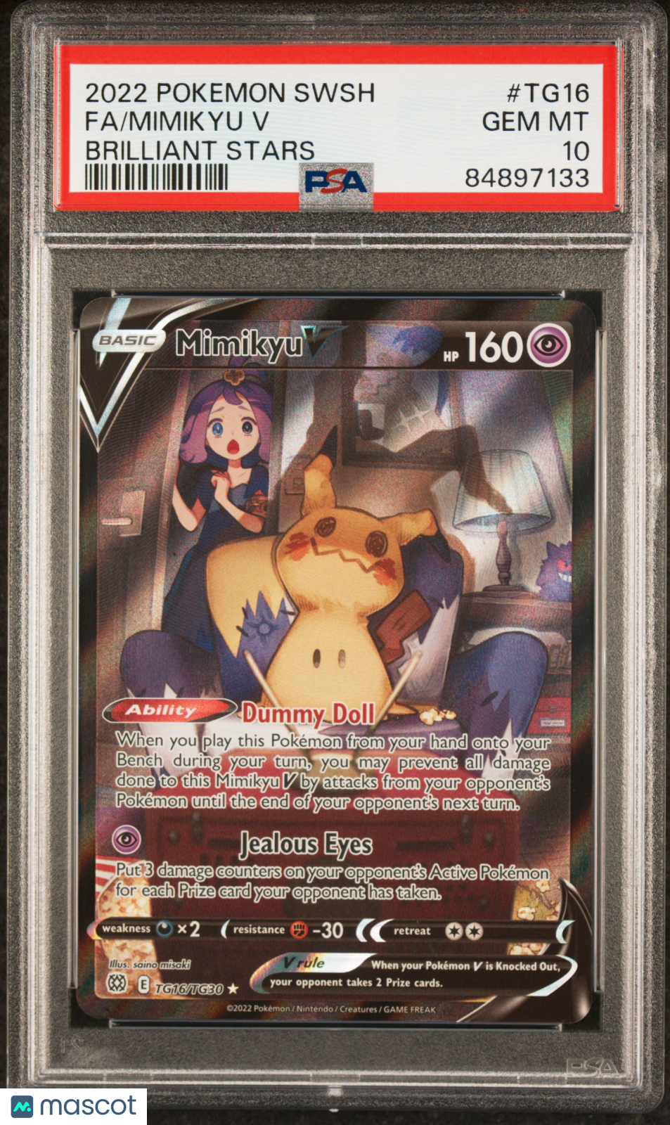 MIMIKYU V Pokemon Sword & Shield Brilliant Stars Trainer Gallery #TG16 PSA 10