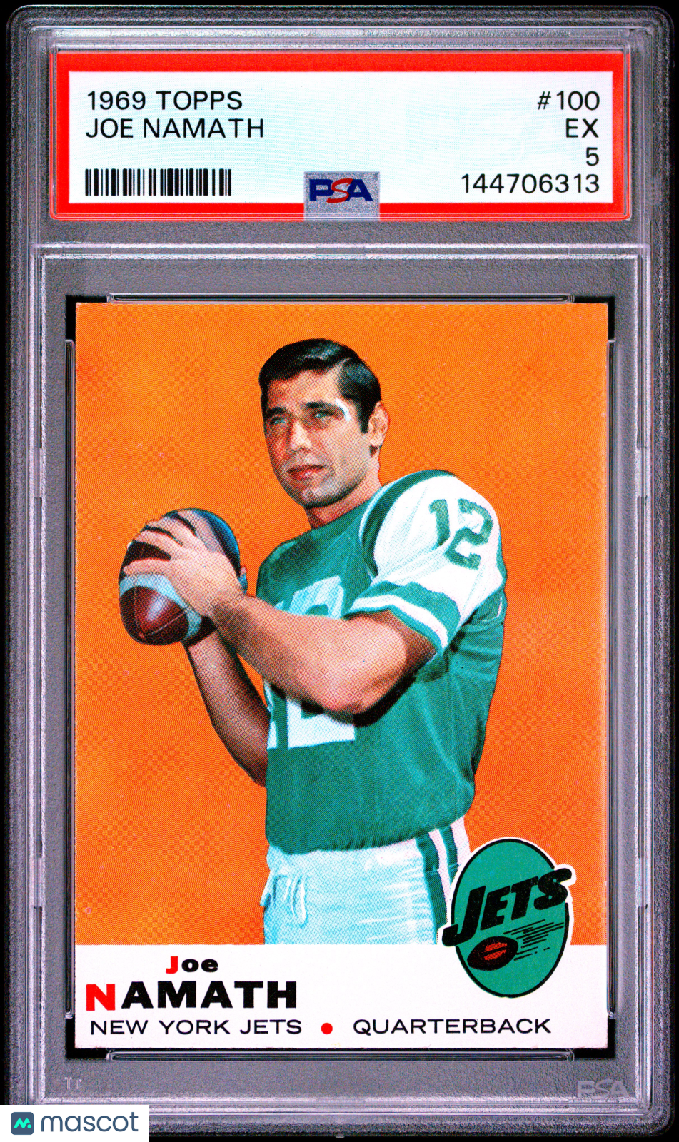 JOE NAMATH 1969 Topps Football #100 PSA 5 EX New York Jets