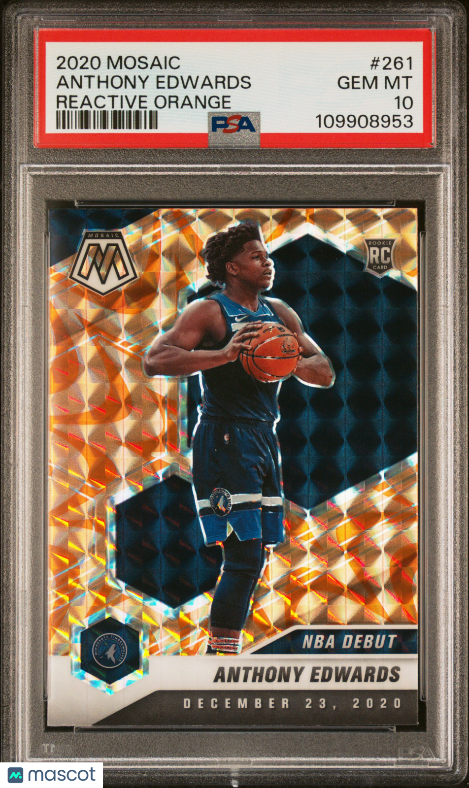 ANTHONY EDWARDS 2020-21 Panini Mosaic Rookie Debut Reactive Orange #261 PSA 10