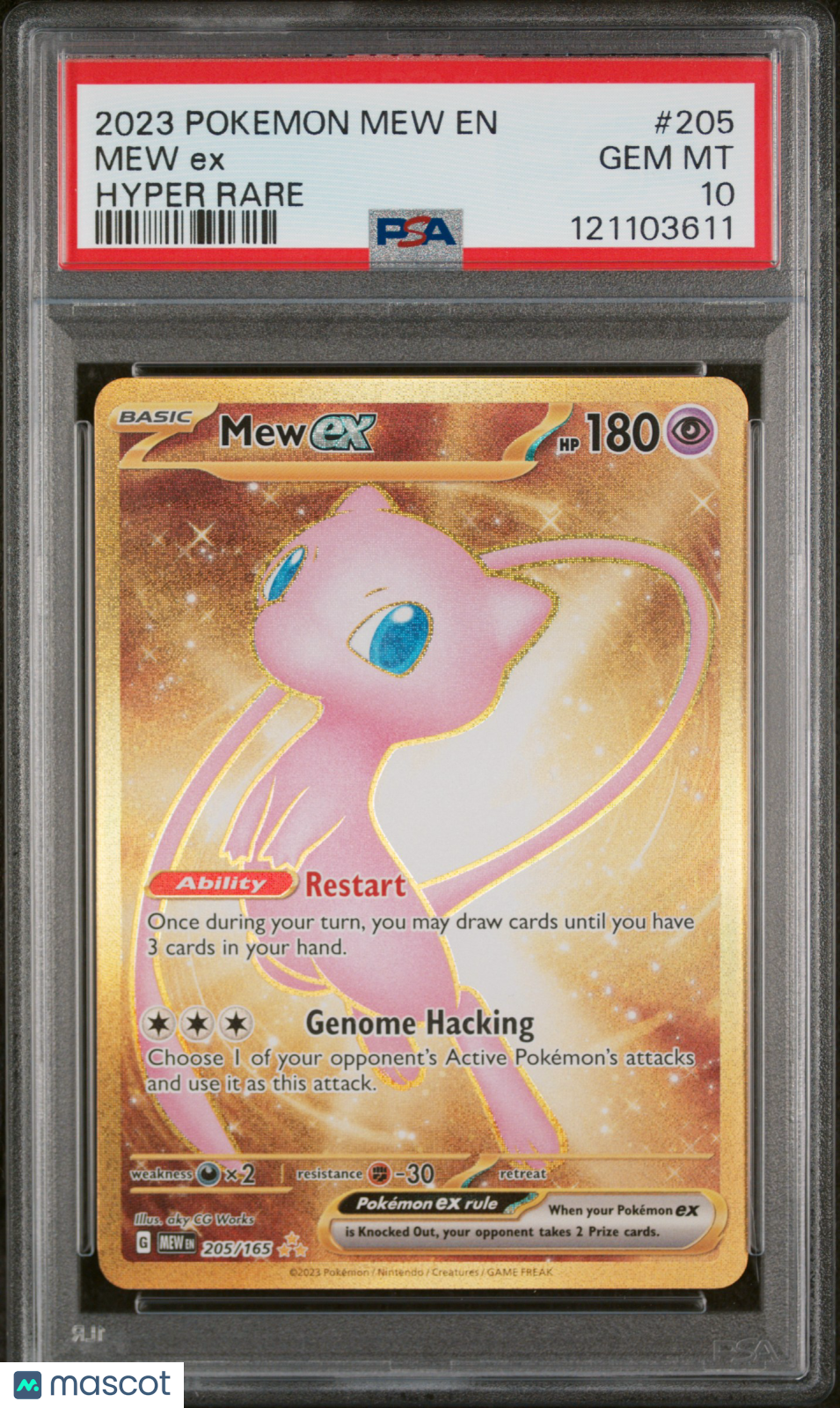 MEW EX 2023 Pokemon Scarlet & Violet 151 #205 Gold Hyper Rare PSA 10