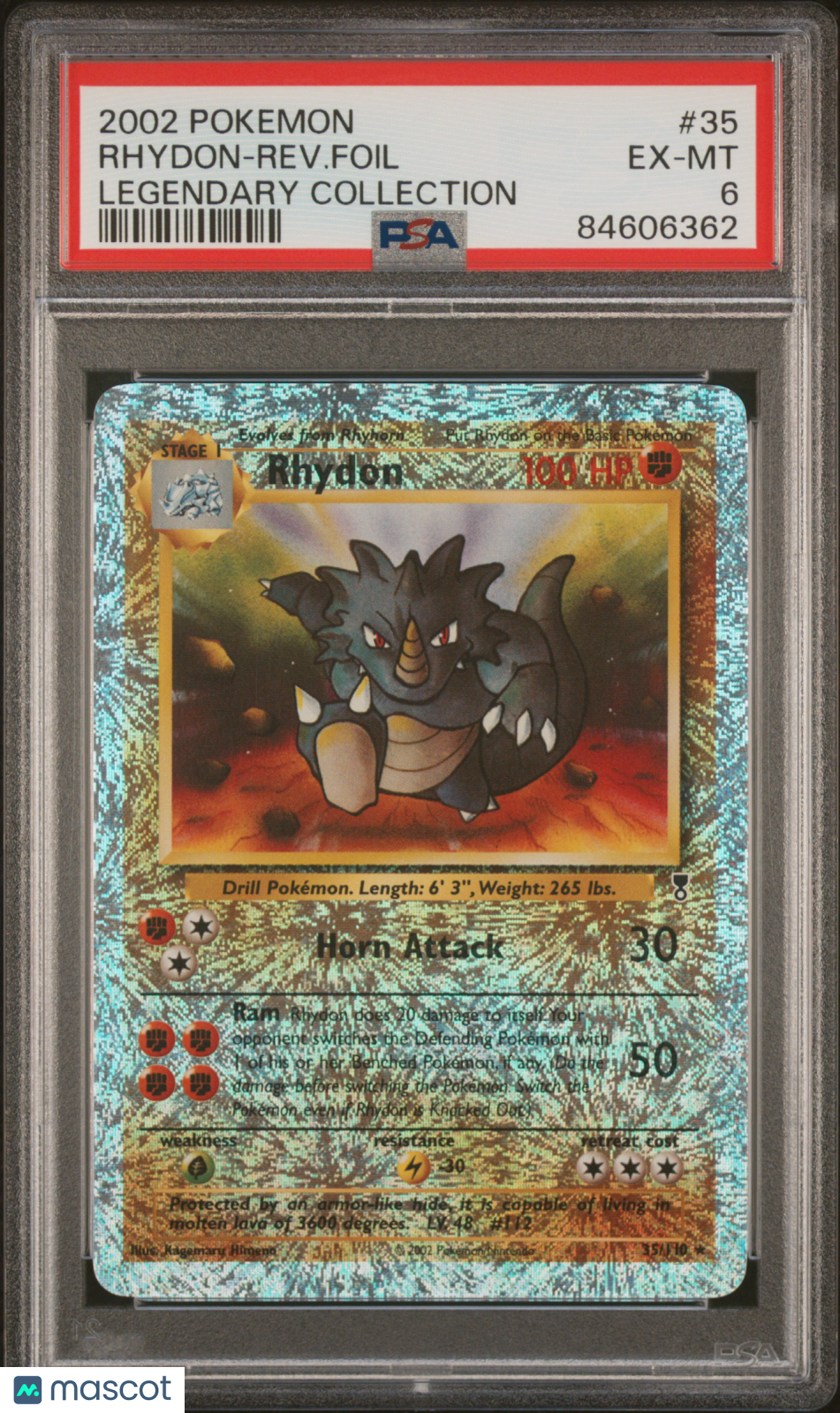 RHYDON 2002 Pokemon Legendary Collection Reverse Foil #35 PSA 6