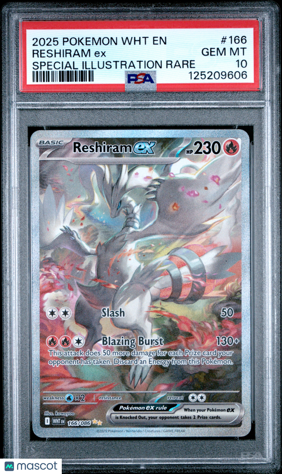 RESHIRAM EX 2025 S&V White Flare #166 Special Illustration Rare PSA 10