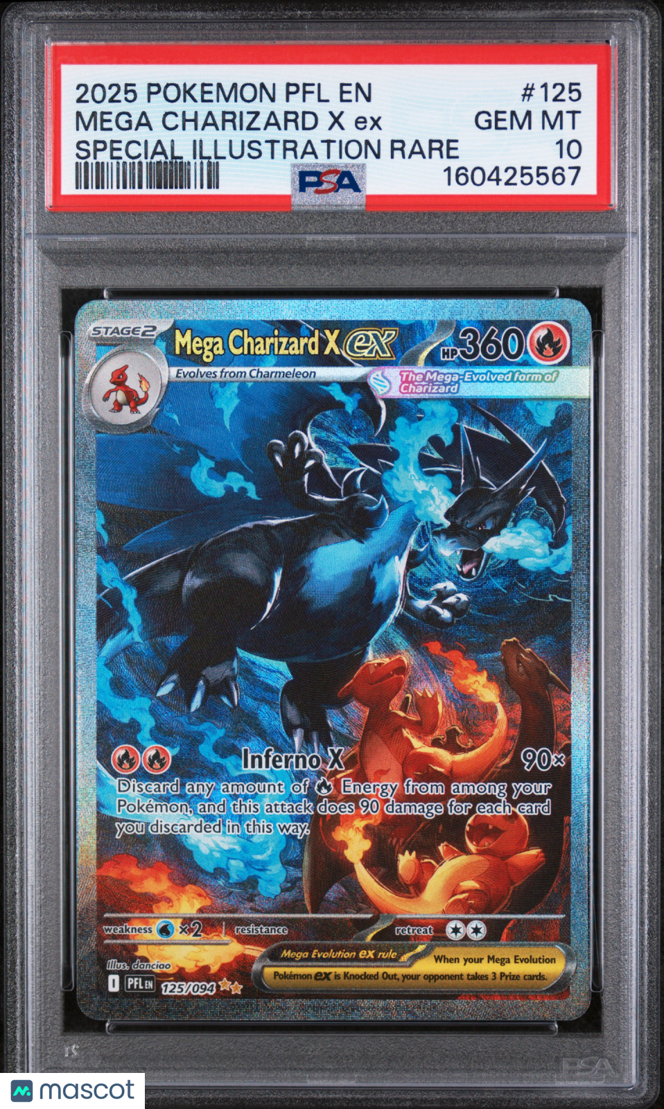 MEGA CHARIZARD X EX Pokemon Phantasmal Flames Special Illustration #125 PSA 10