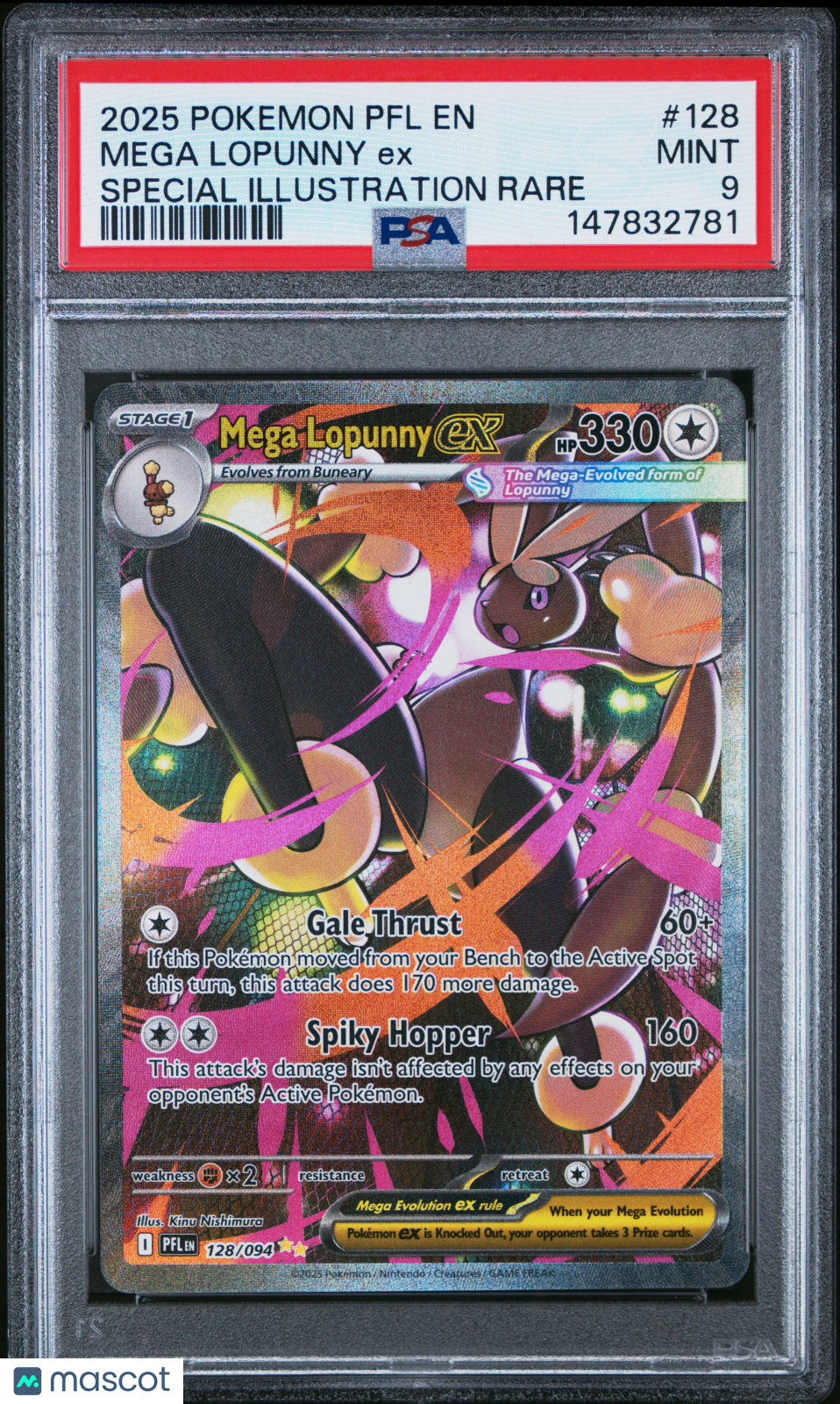 MEGA LOPUNNY EX Pokemon Phantasmal Flames Special Illustration Rare PSA 9 #128