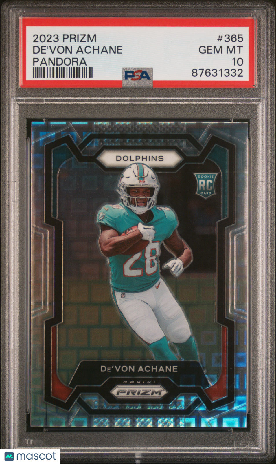 DE'VON ACHANE 2023 Panini Prizm Rookie Pandora /400 #365 PSA 10 Dolphins
