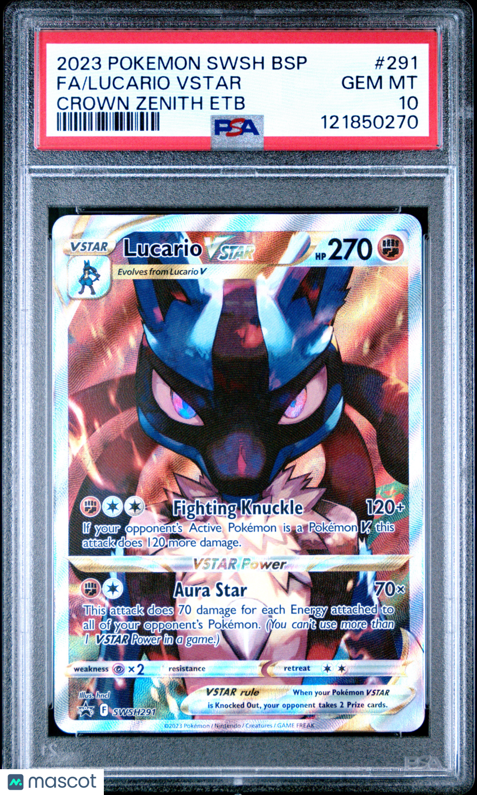 LUCARIO VSTAR 2023 Pokemon SWSH Black Star Promo #291 Crown Zenith ETB PSA 10