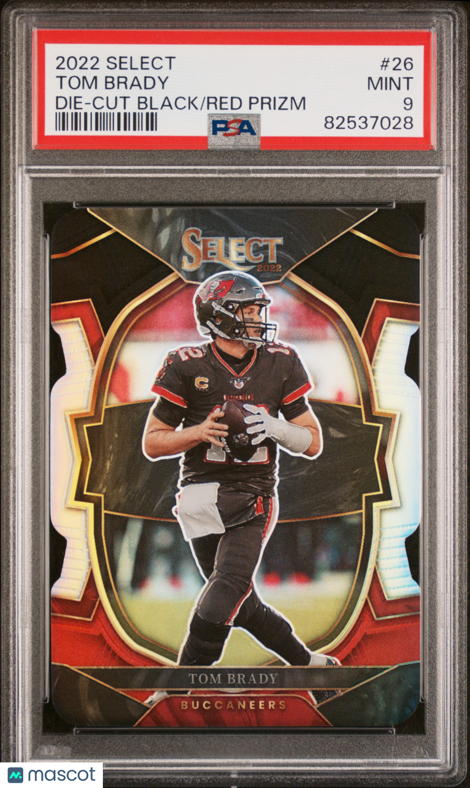 TOM BRADY 2022 Panini Select Die Cut Black Red Prizm #26 PSA 9 Buccaneers