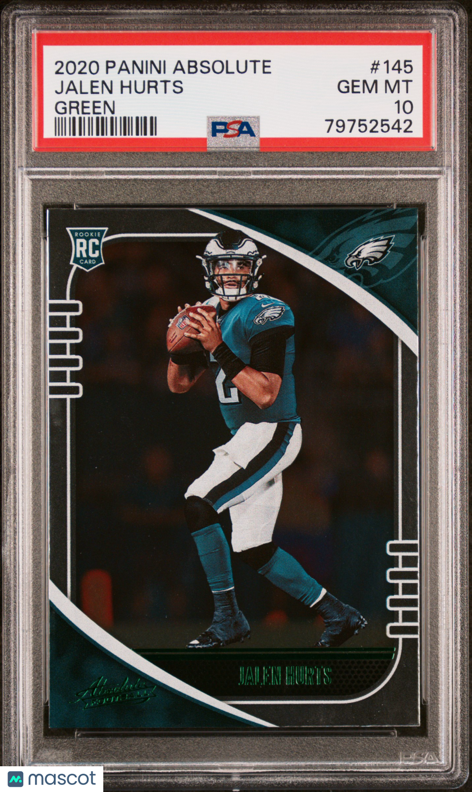 JALEN HURTS 2020 Panini Absolute Rookie Green Parallel #145 PSA 10 Eagles