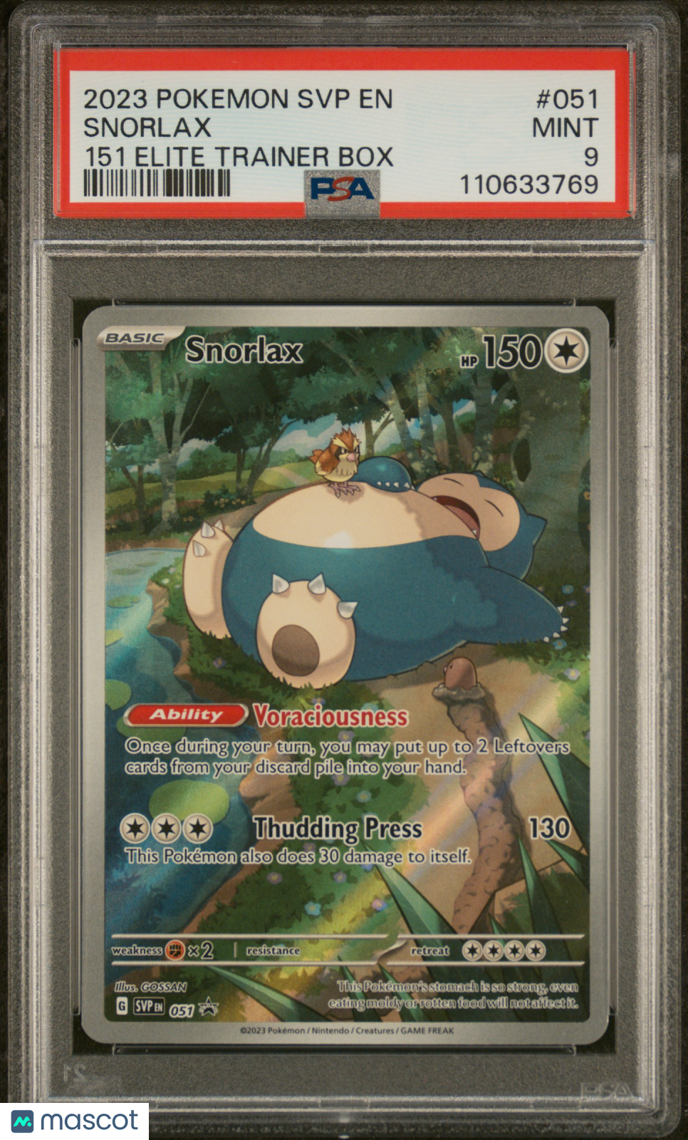 SNORLAX 2023 Pokemon Mew 151 Black Star Promo ETB #051 PSA 9