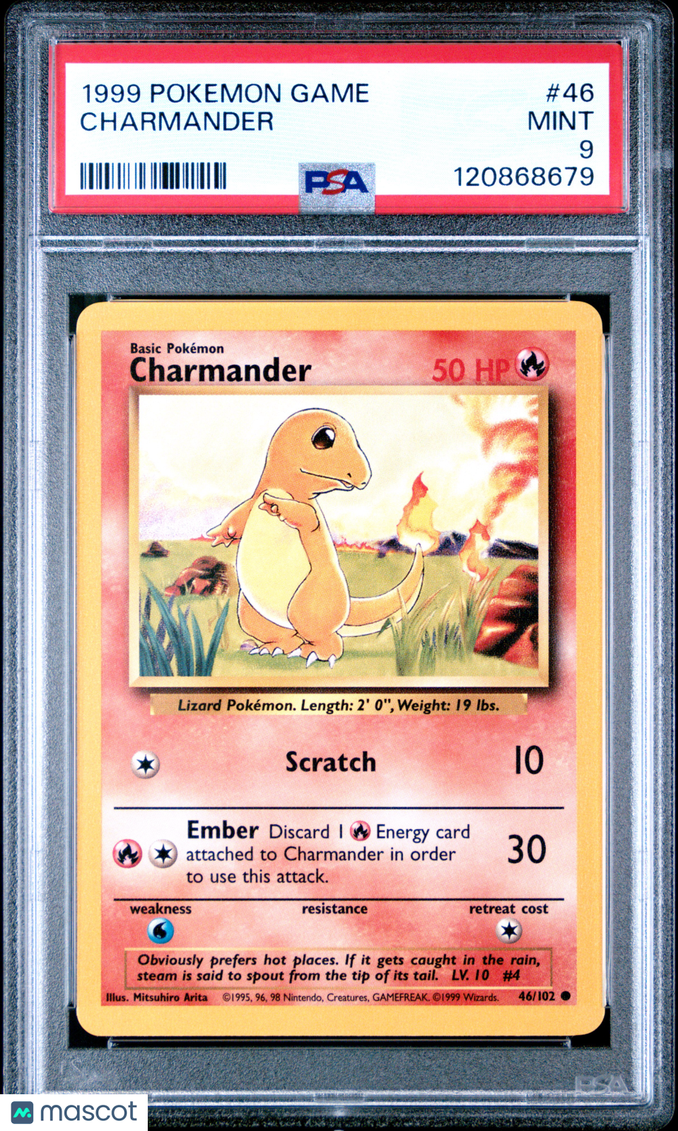 CHARMANDER 1999 Pokemon Game #46/102 PSA 9 MINT