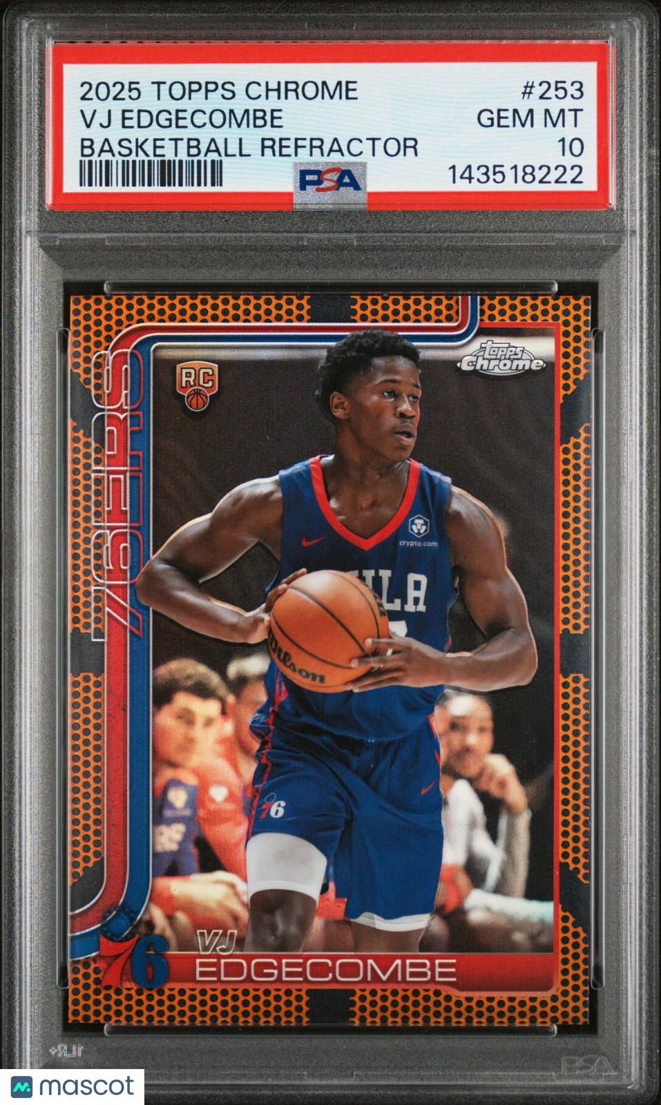 VJ EDGECOMBE 2025-26 Topps Chrome Rookie Basketball Refractor #253 PSA 10 76ers