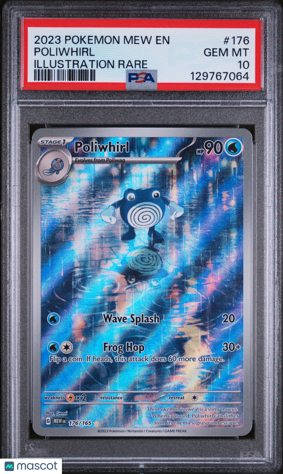 POLIWHIRL 2023 Pokemon Scarlet & Violet 151 Illustration Rare #176 PSA 10