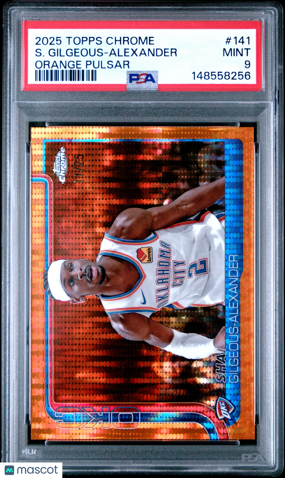 SHAI GILEGOUS-ALEXANDER 2025-26 Topps Chrome Orange Pulsar Ref /25 #141 PSA 9