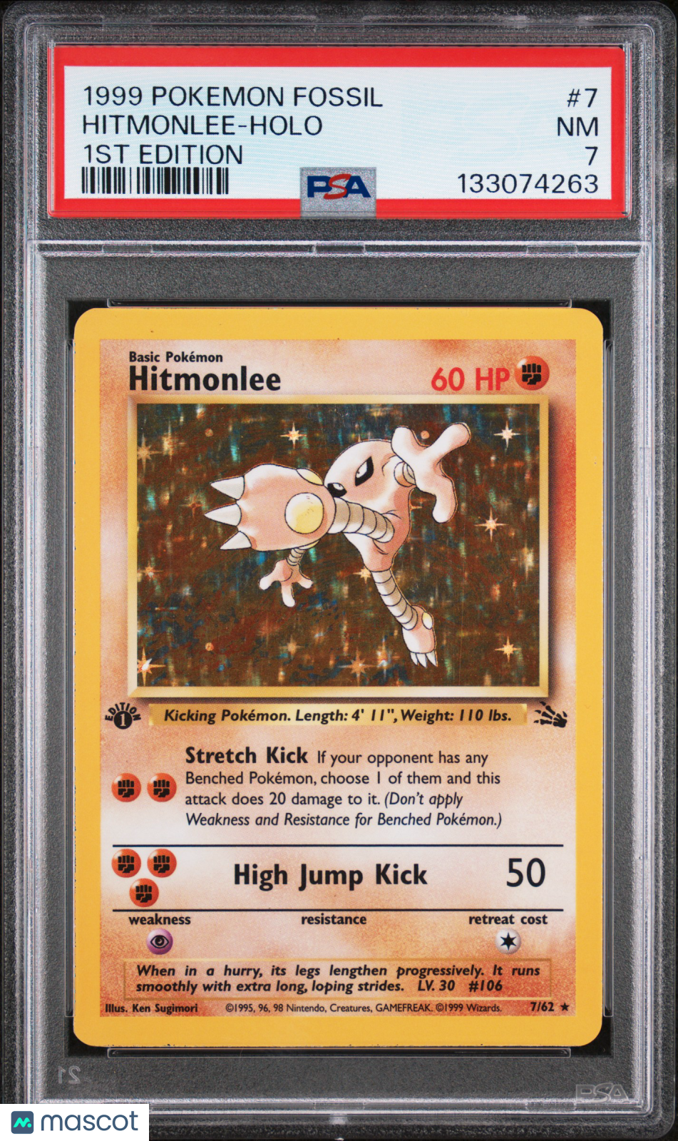 HITMONLEE 1999 Pokemon Fossil Holo Rare 1st Edition #7 PSA 7