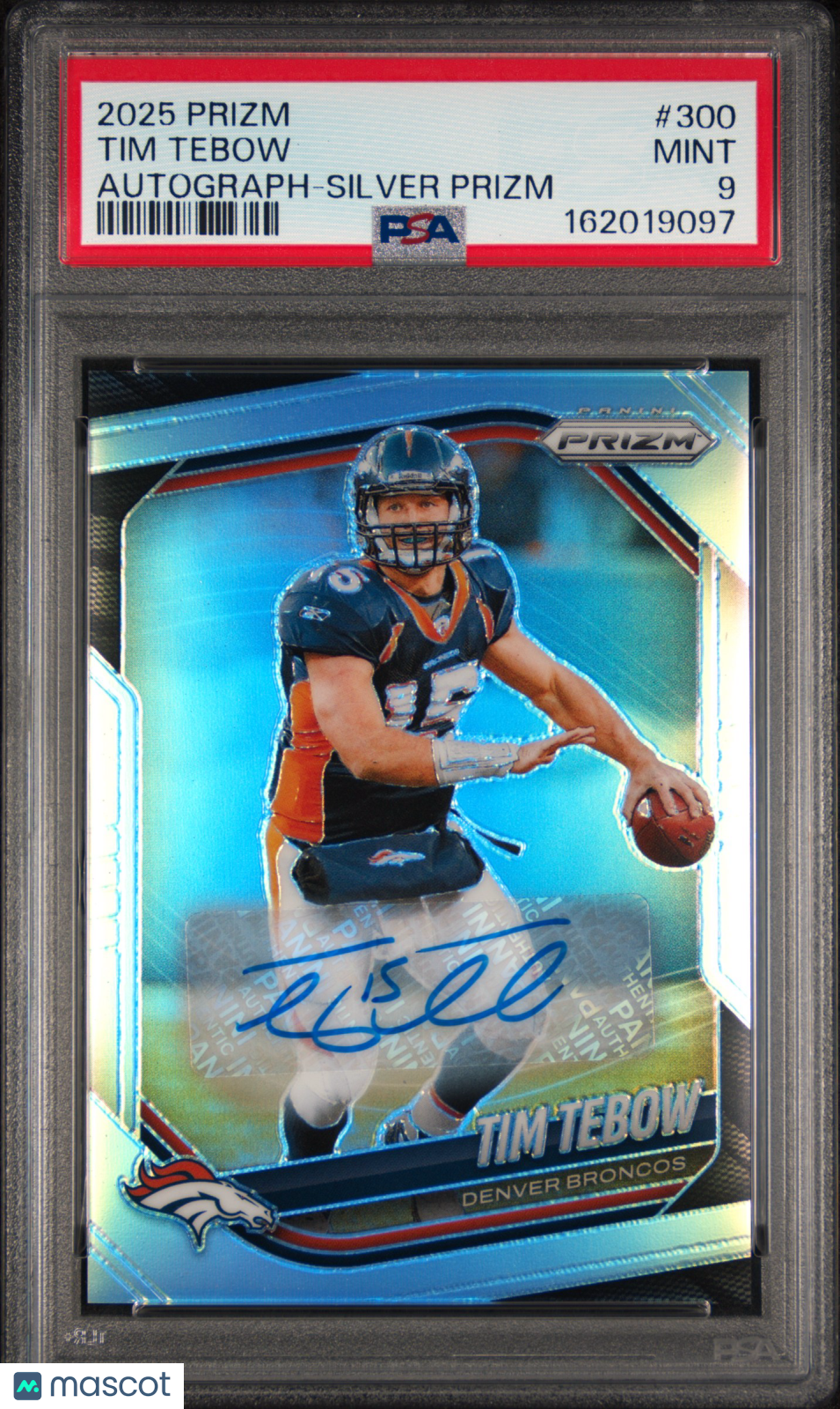 TIM TEBOW 2025 Panini Prizm Auto Silver #300 PSA 9 Broncos