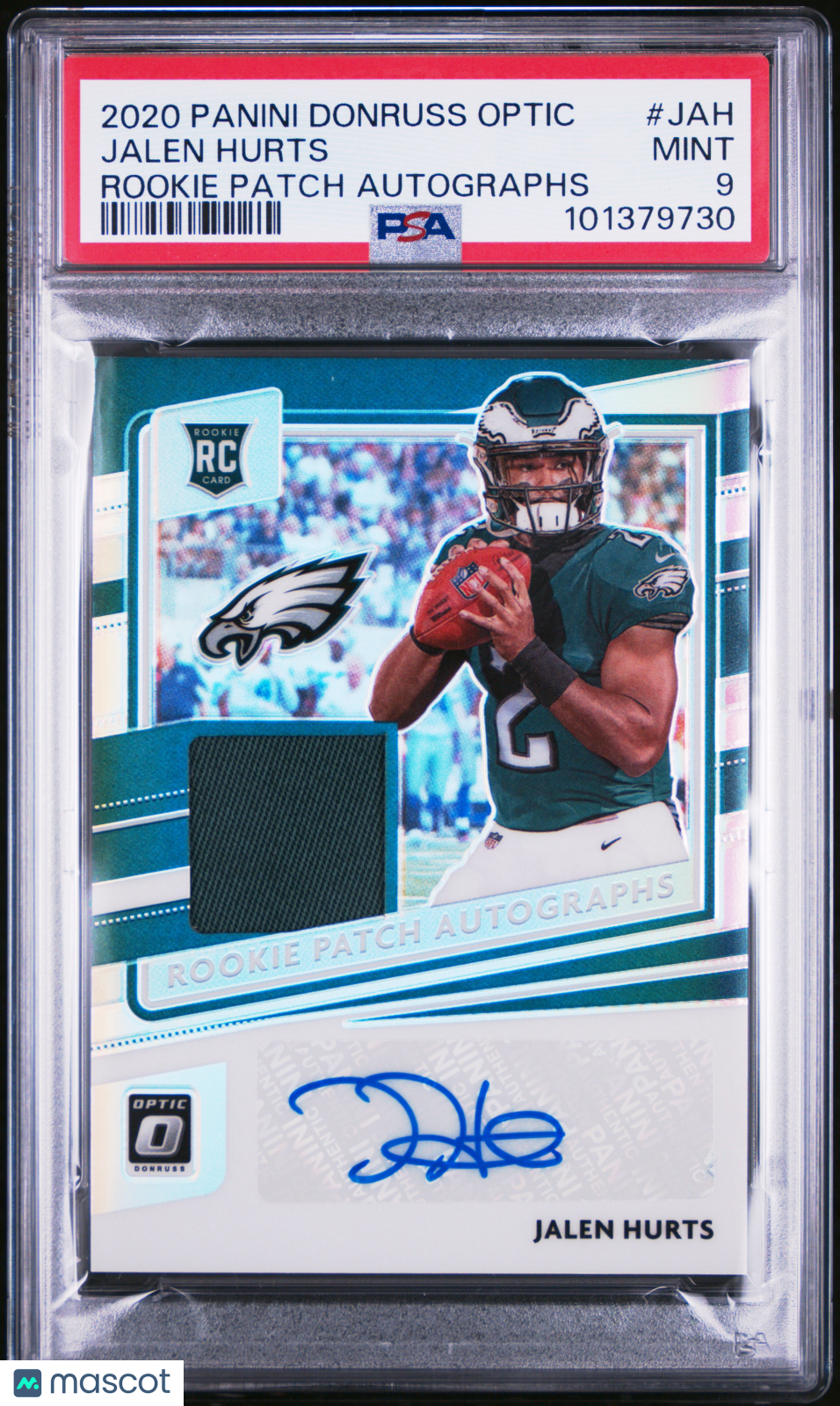 JALEN HURTS 2020 Panini Donruss Optic Rookie Patch Auto /25  #JAH PSA 9 Eagles