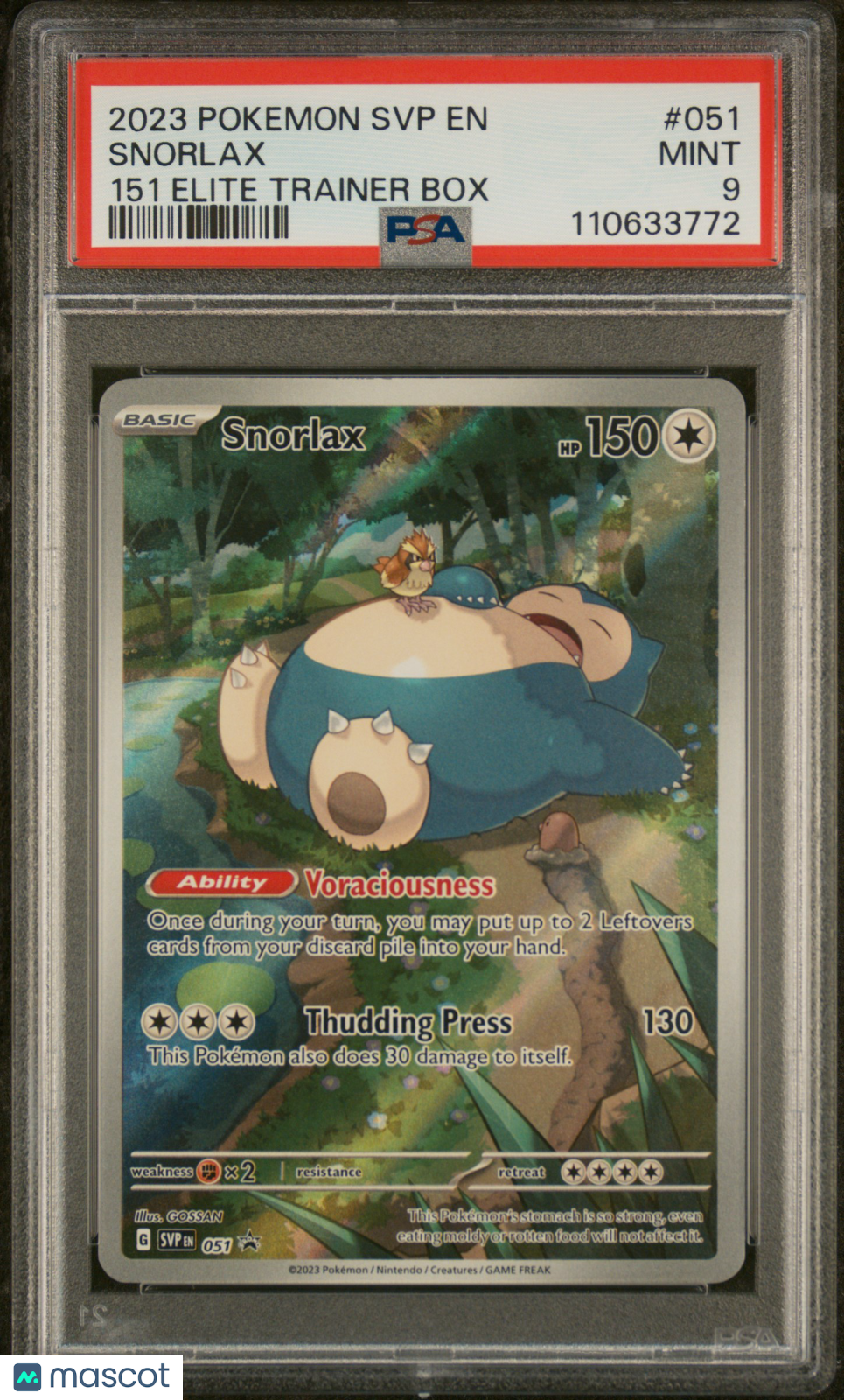 SNORLAX 2023 Pokemon Mew 151 Black Star Promo ETB #051 PSA 9