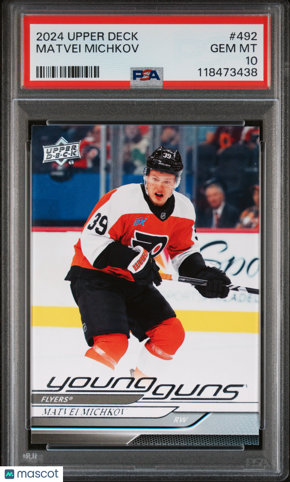 MATVEI MICHKOV 2024-25 Upper Deck Series 2 Young Guns #492 PSA 10 Flyers