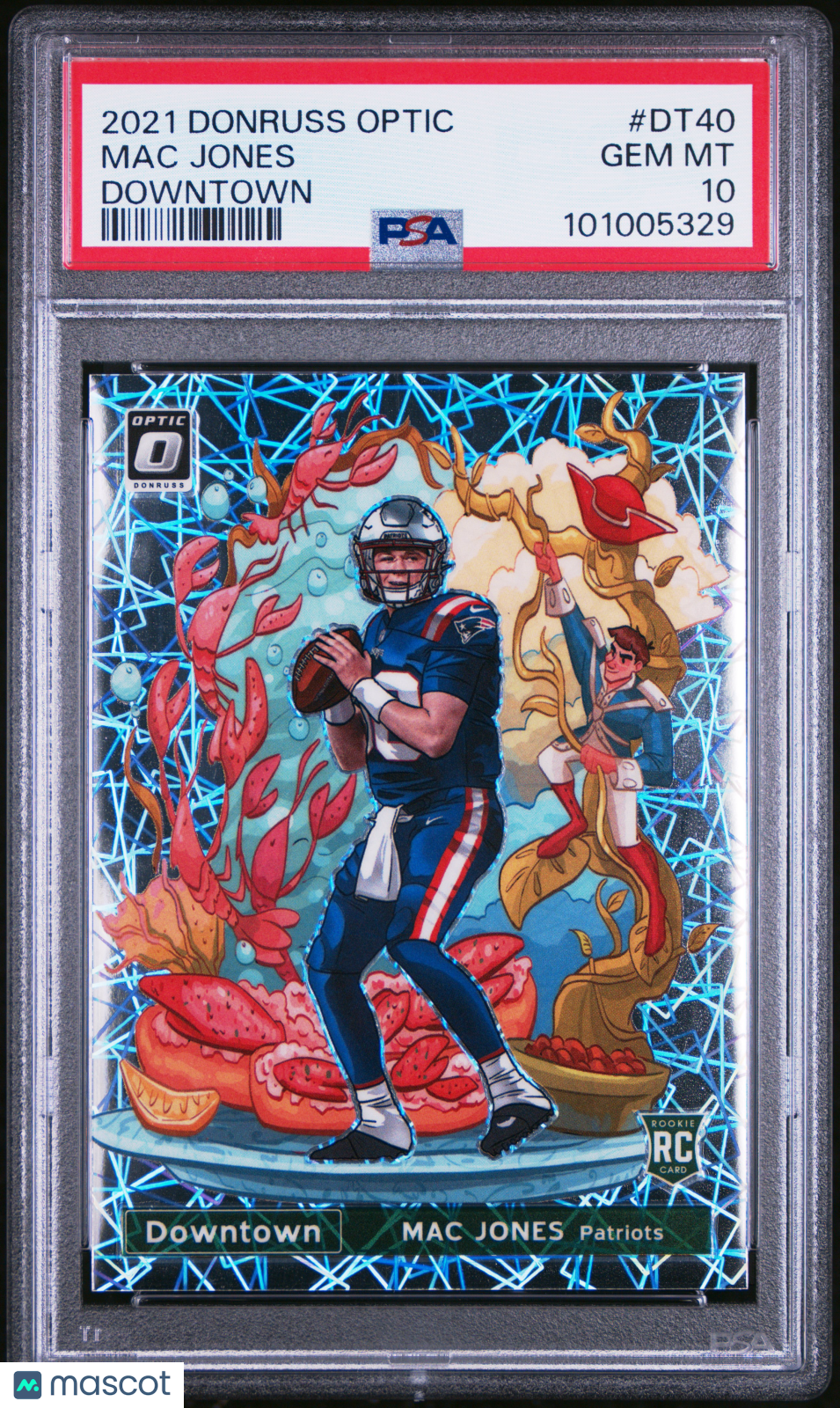 MAC JONES 2021 Panini Donruss Optic Rookie Downtown Case Hit SSP #DT40 PSA 10