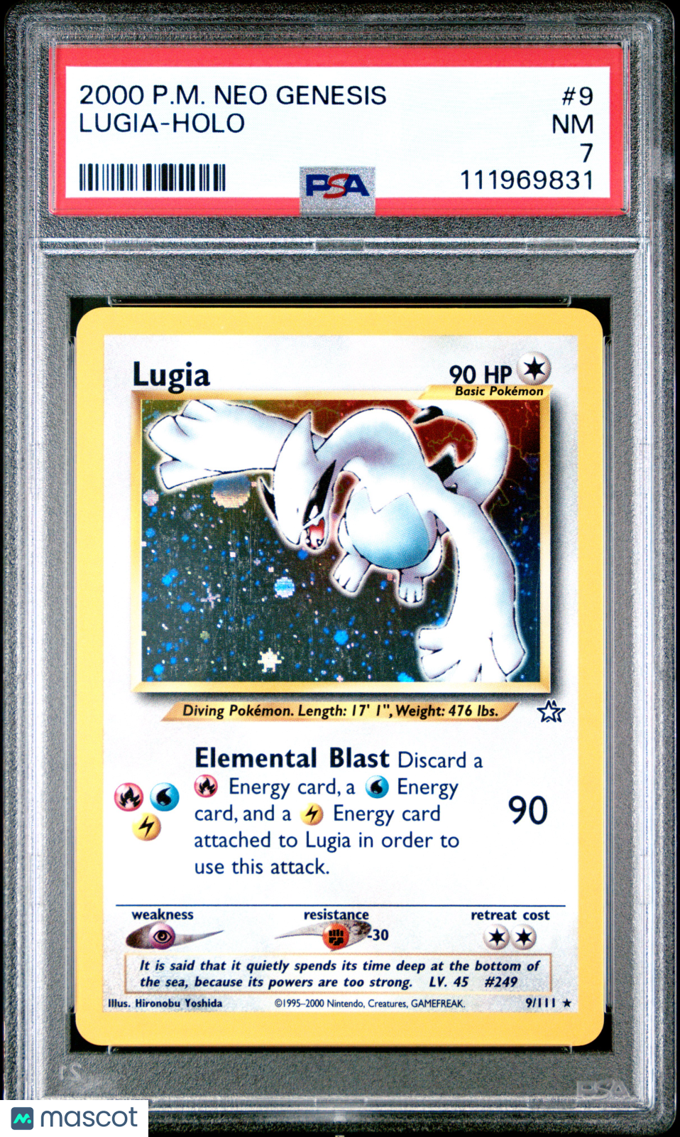 LUGIA 2000 Pokemon Neo Genesis Holo Rare #9 PSA 7 NEAR MINT
