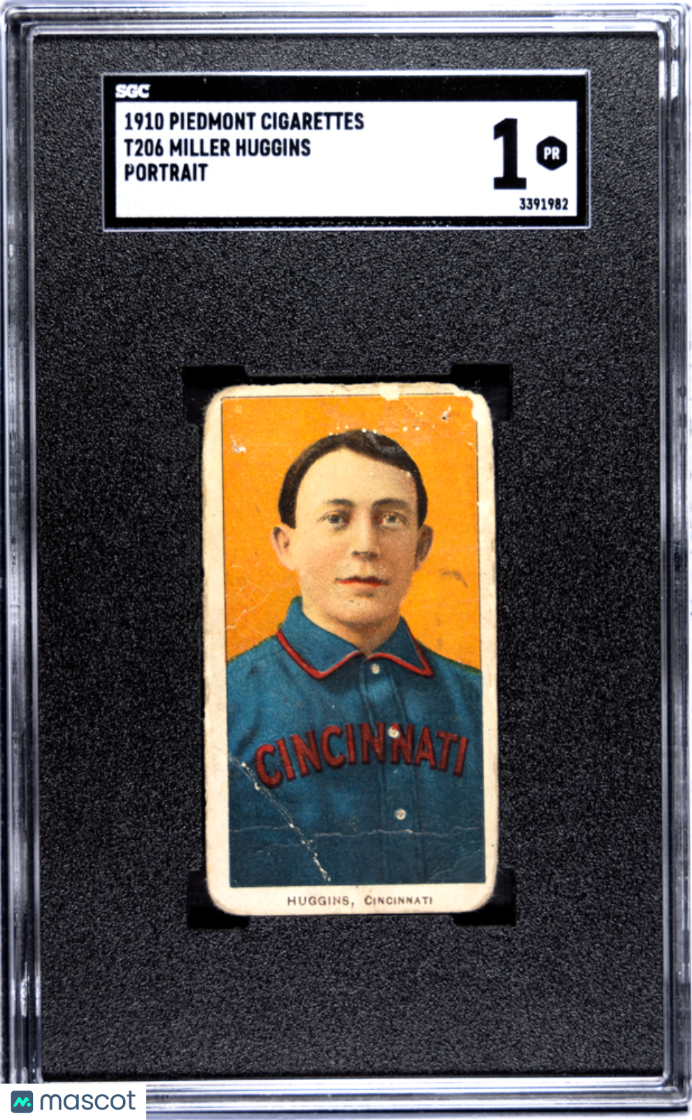 MILLER HUGGINS 1910 Piedmont Cigarettes T206 Portrait SGC 1