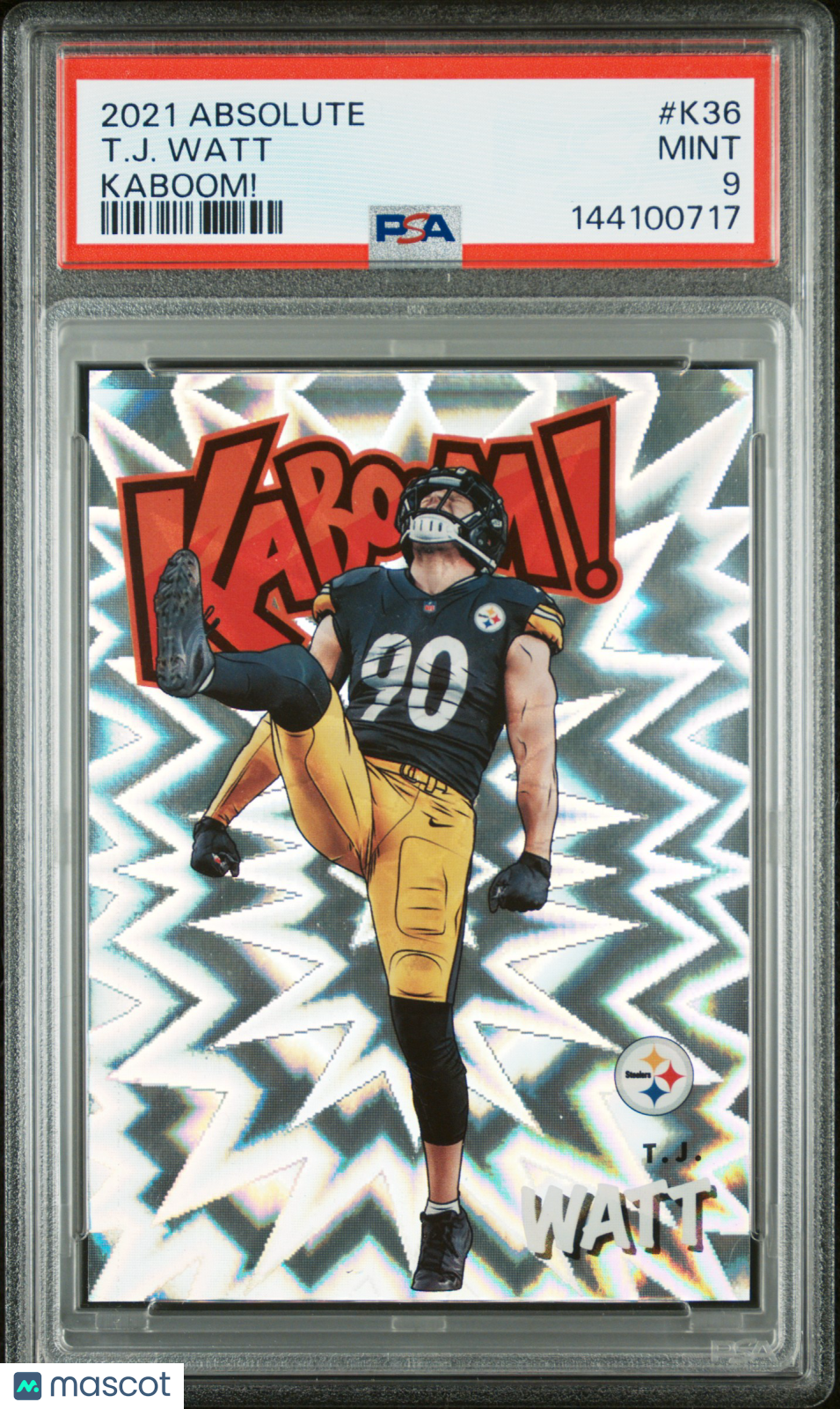 T.J. WATT 2021 Panini Absolute Kaboom Case Hit SSP #K36 PSA 9 Steelers
