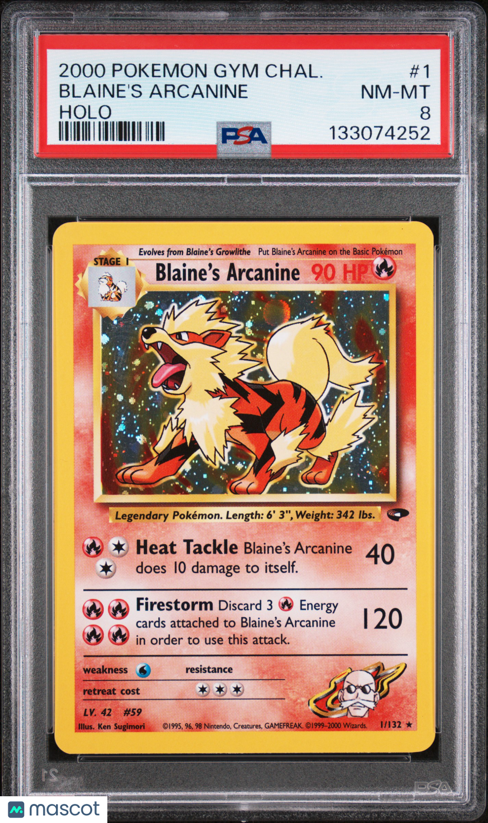 BLAINE'S ARCANINE 2000 Pokemon Gym Challenge Holo Rare #1 PSA 8 NM-MT