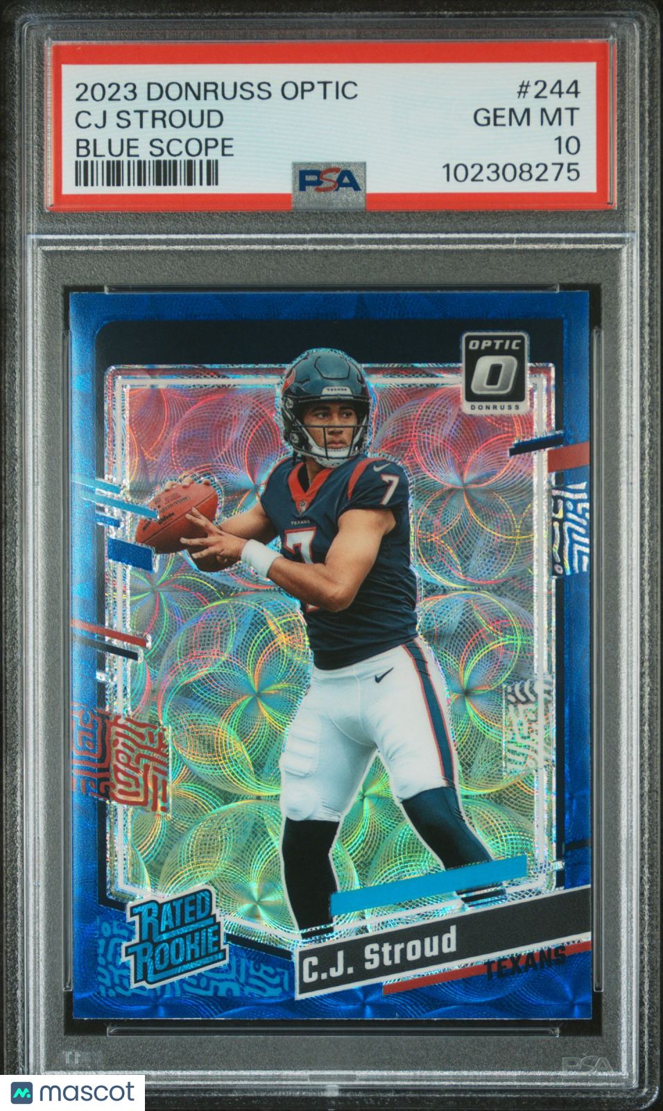 CJ STROUD 2023 Panini Donruss Optic Rated Rookie Blue Scope #244 PSA 10 Texans