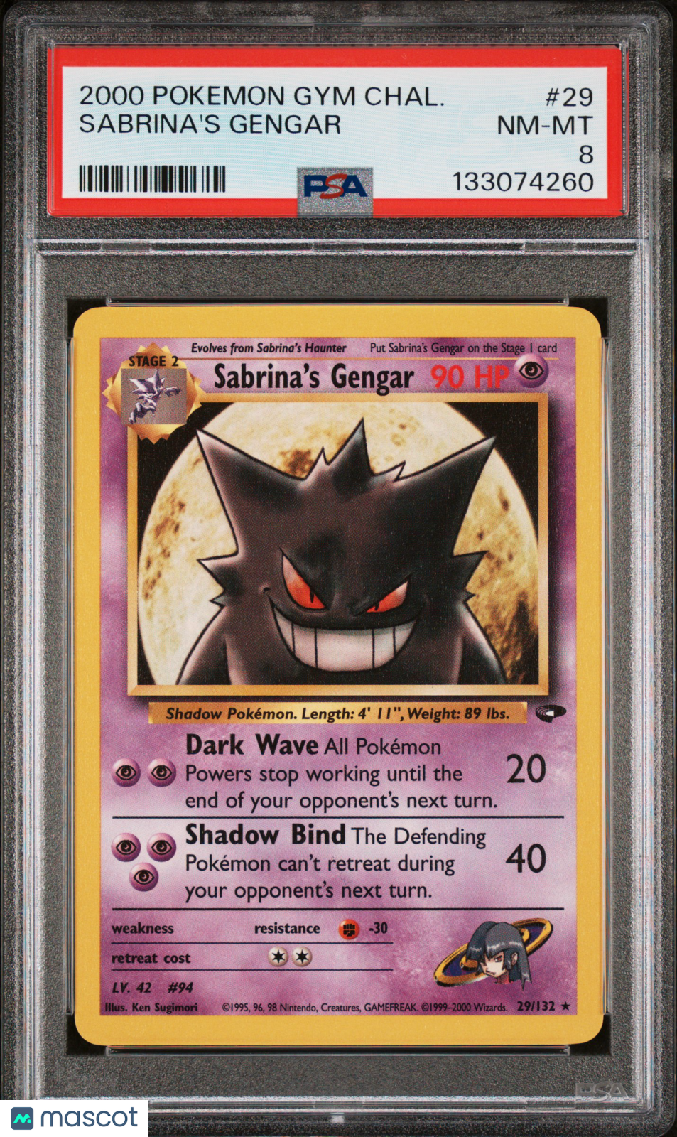 SABRINA'S GENGAR 2000 Pokemon Gym Challenge Rare #29 PSA 8 NM-MT