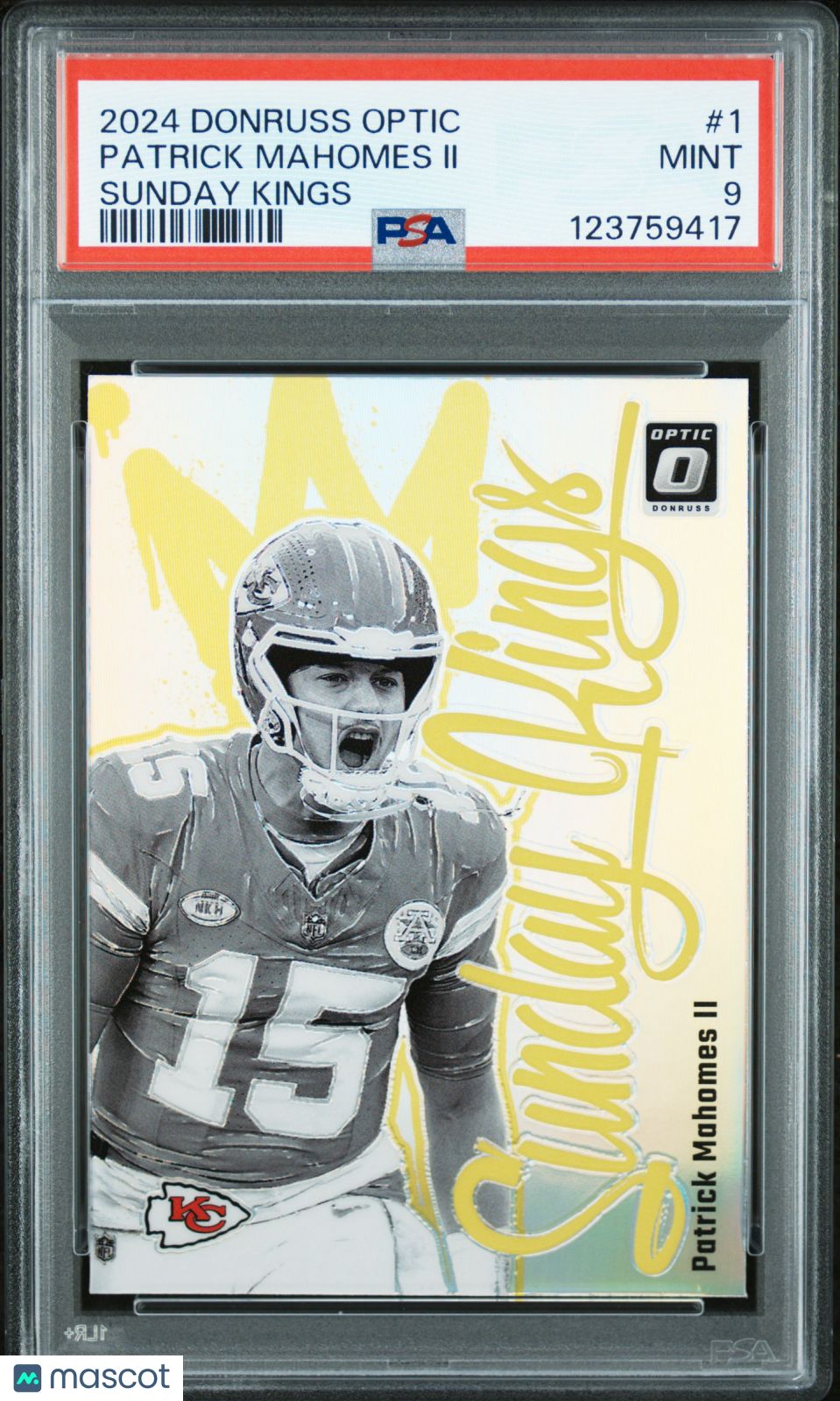PATRICK MAHOMES II 2024 Panini Donruss Optic Sunday Kings Case Hit SSP #1 PSA 9
