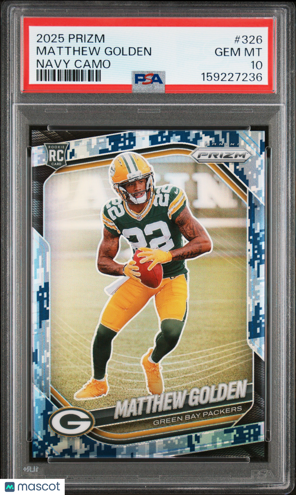 MATTHEW GOLDEN 2025 Panini Prizm Navy Camo /25 #326 PSA 10 Packers
