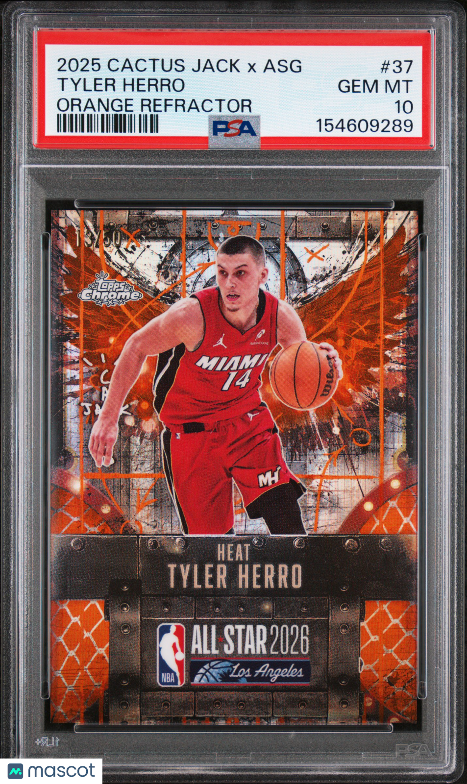 TYLER HERRO 2025 Topps Chrome Cactus Jack Orange Refractor /50 #79 PSA 10 Heat