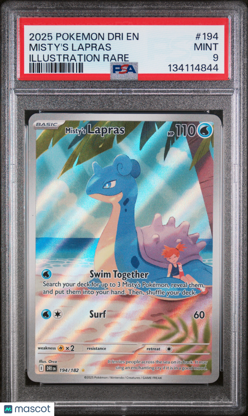 MISTY'S LAPRAS 2025 Pokemon S&V Destined Rivals #194 Illustration Rare PSA 9
