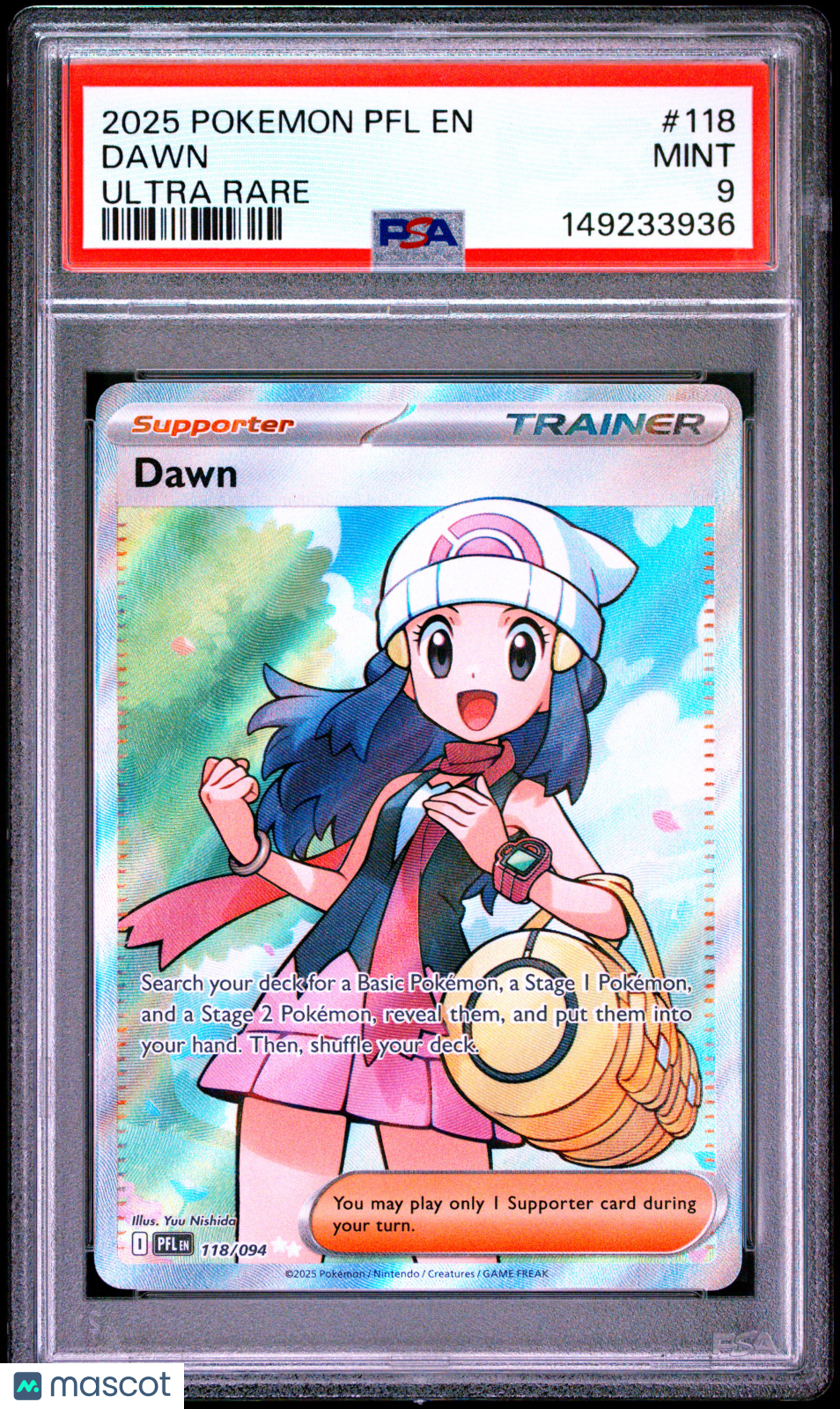 DAWN 2025 Pokemon Mega Evolution Phantasmal Flames Ultra Rare #118 PSA 9