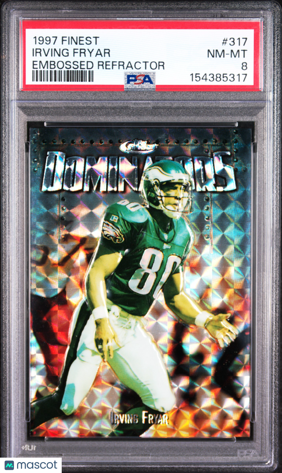 IRVING FRYAR 1997 Topps Finest Uncommon Embossed Refractor #317 PSA 8 Eagles
