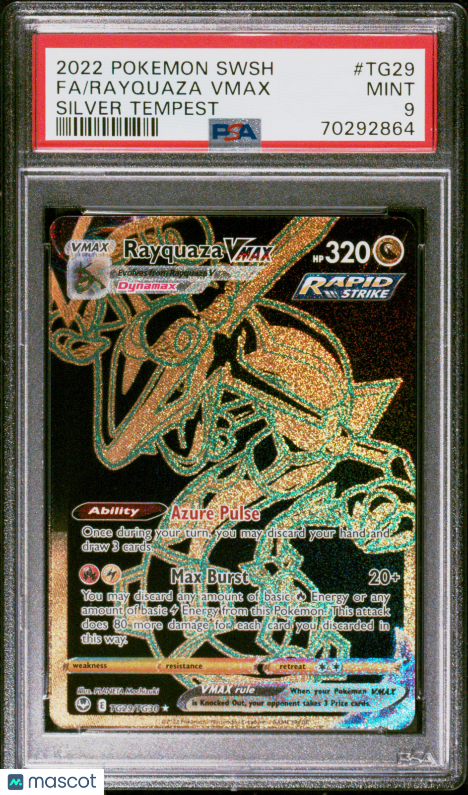 RAYQUAZA VMAX 2022 Pokemon SWSH Silver Tempest #TG29 Secret Rare PSA 9
