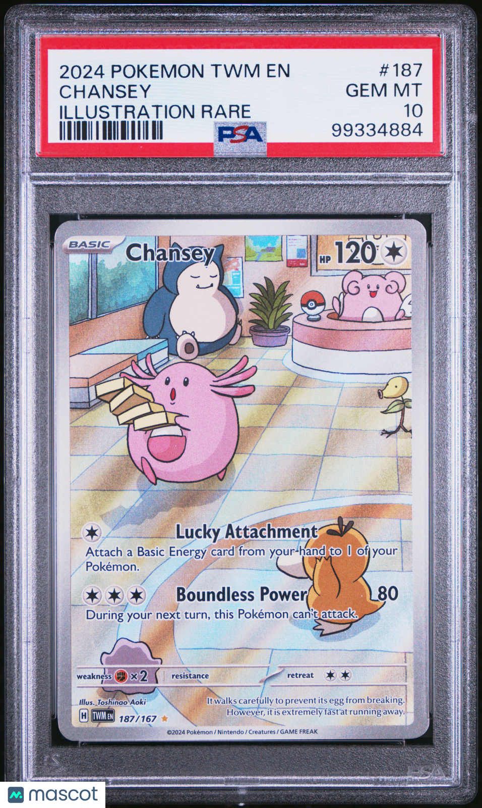 CHANSEY 2024 Pokemon SV Twilight Masquerade #187 Illustration Rare PSA 10