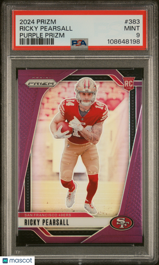 RICKY PEARSALL 2024 Panini Prizm Purple Rookie /125 #383 PSA 9 MINT 49ers