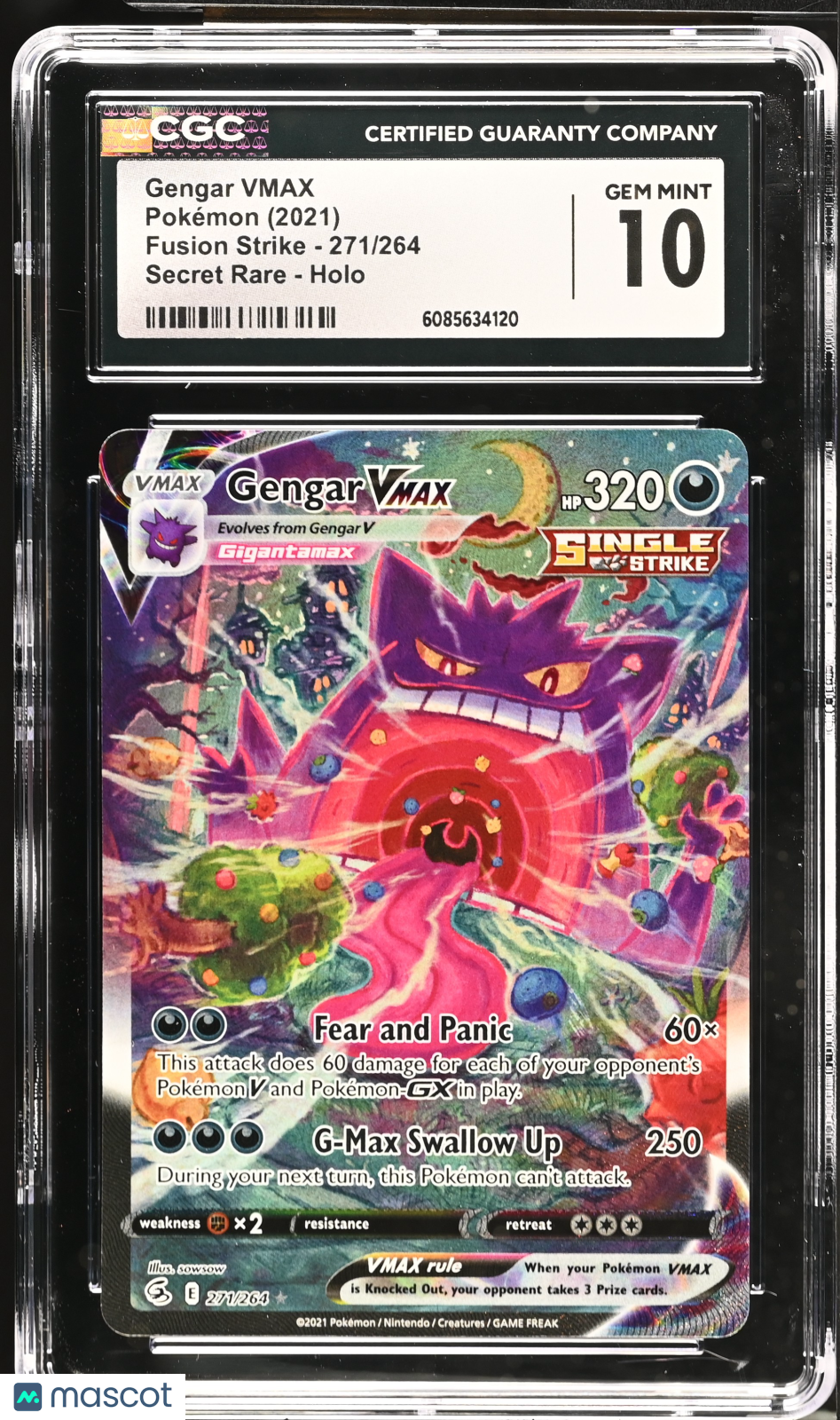 GENGAR VMAX 2021 Pokemon Fusion Strike Alt Art Secret Rare #271/264 CGC 10