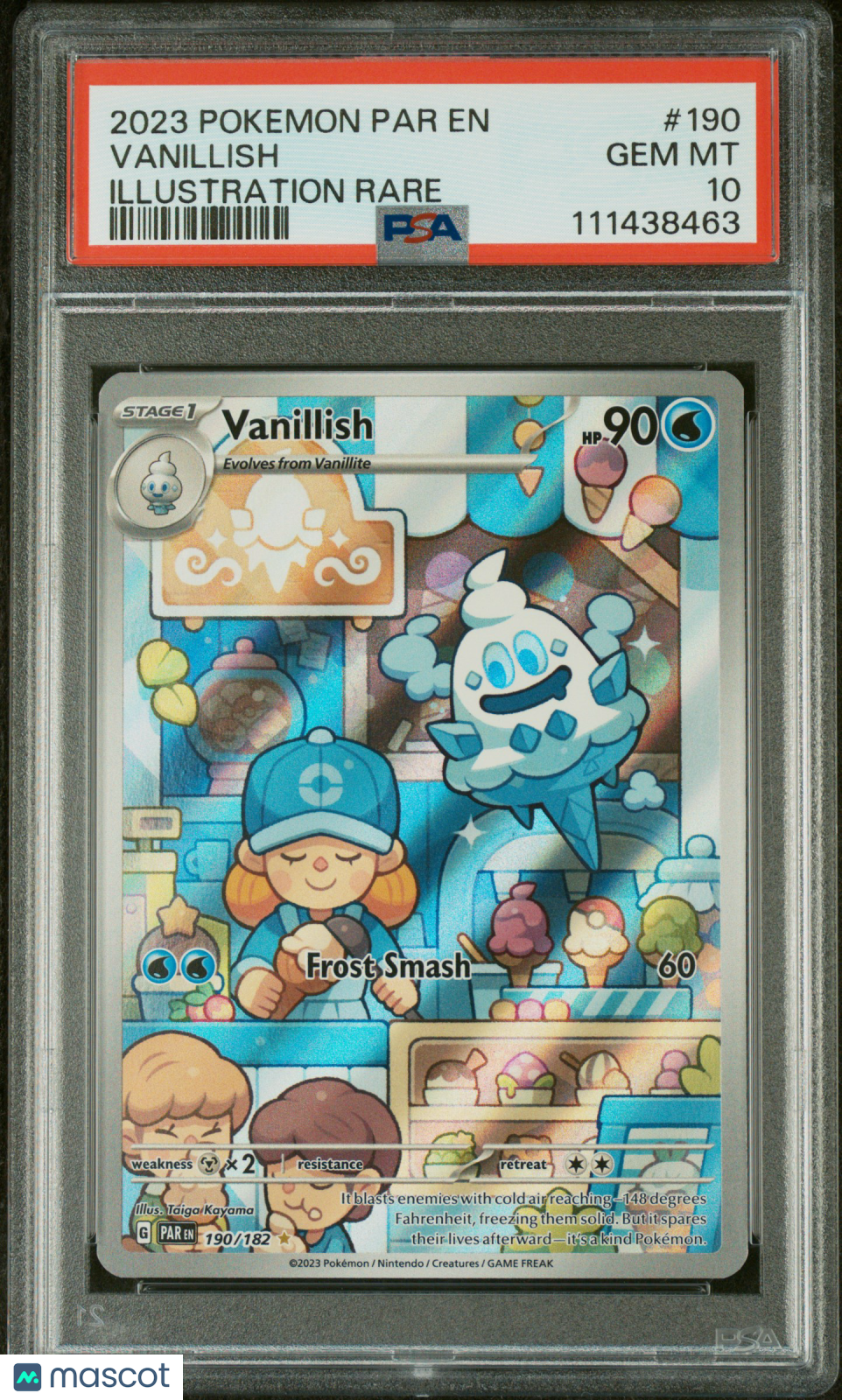 VANILLISH 2023 Pokemon Scarlet Violet Paradox Rift Illustration Rare #190 PSA 10