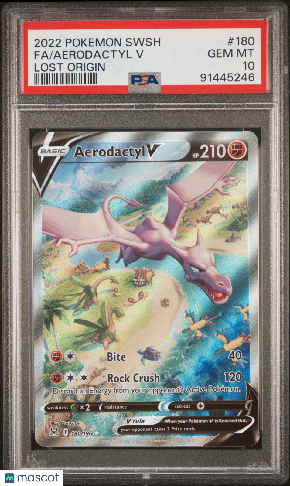 AERODACTYL V 2022 Pokemon Sword & Shield Lost Origin Full Art #180 PSA 10