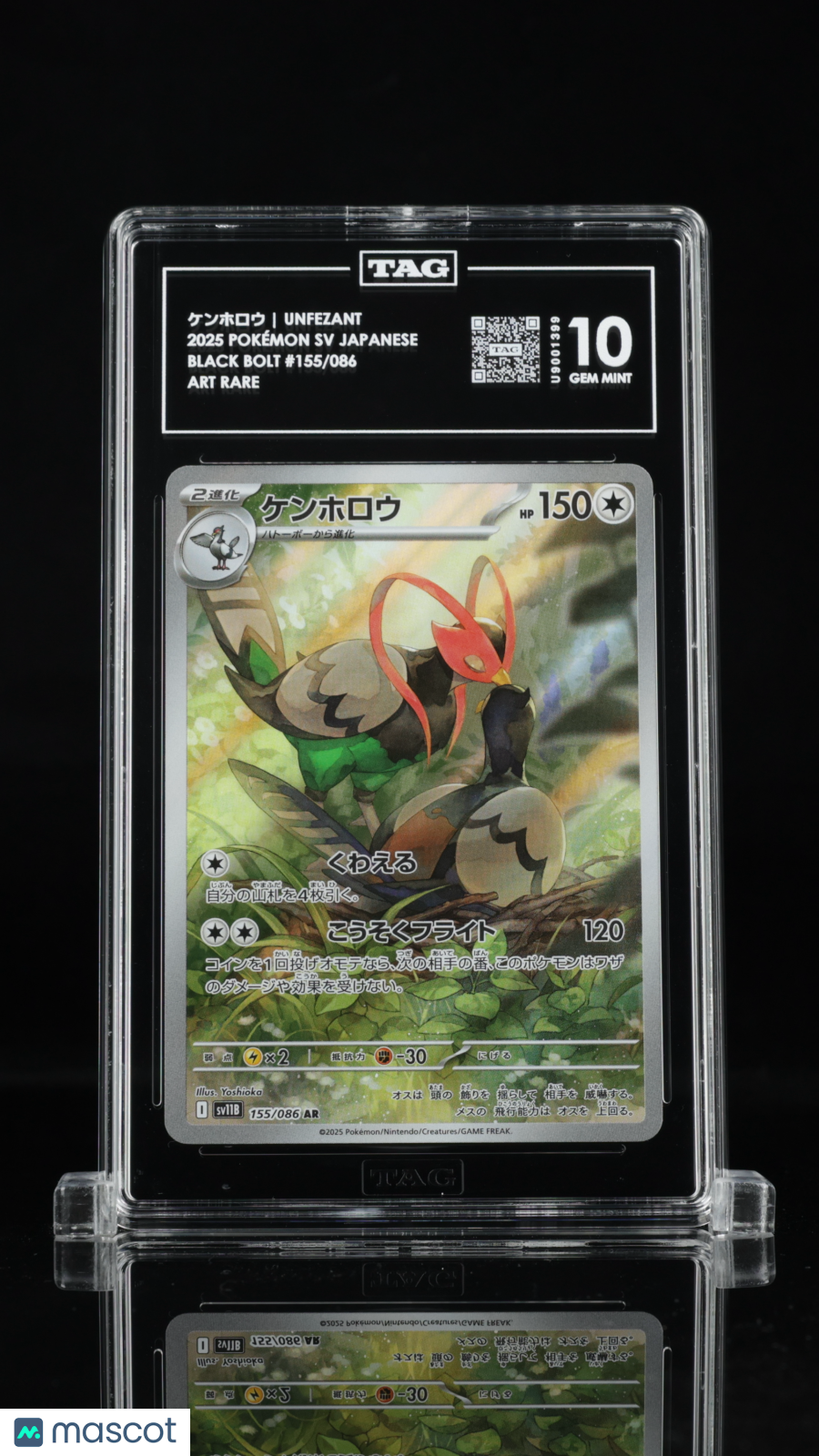 UNFEZANT 2025 Pokemon Japanese sv11B: Black Bolt #155 Art Rare TAG 10