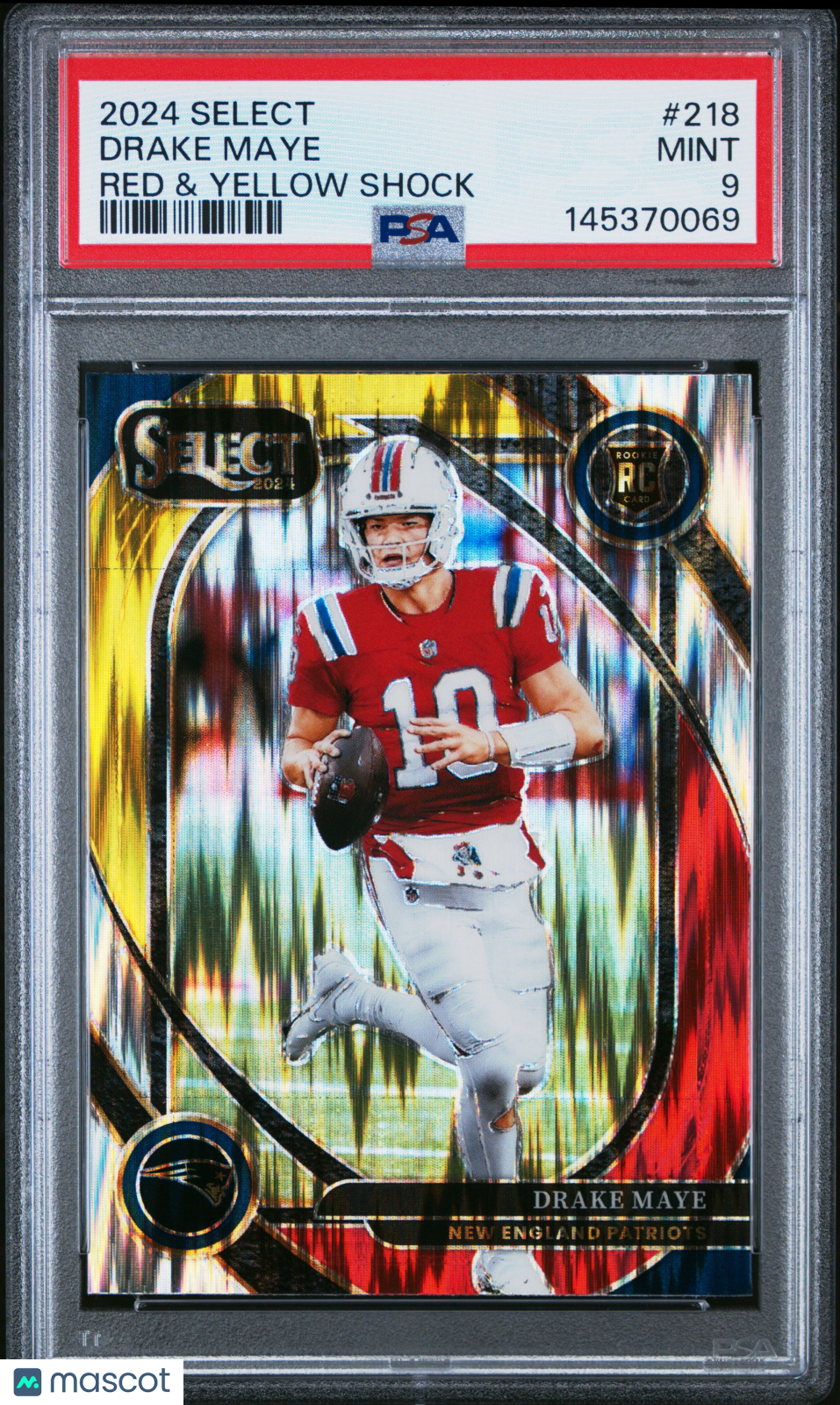 DRAKE MAYE 2024 Panini Select Red & Yellow Shock Prizm Rookie #218 PSA 9