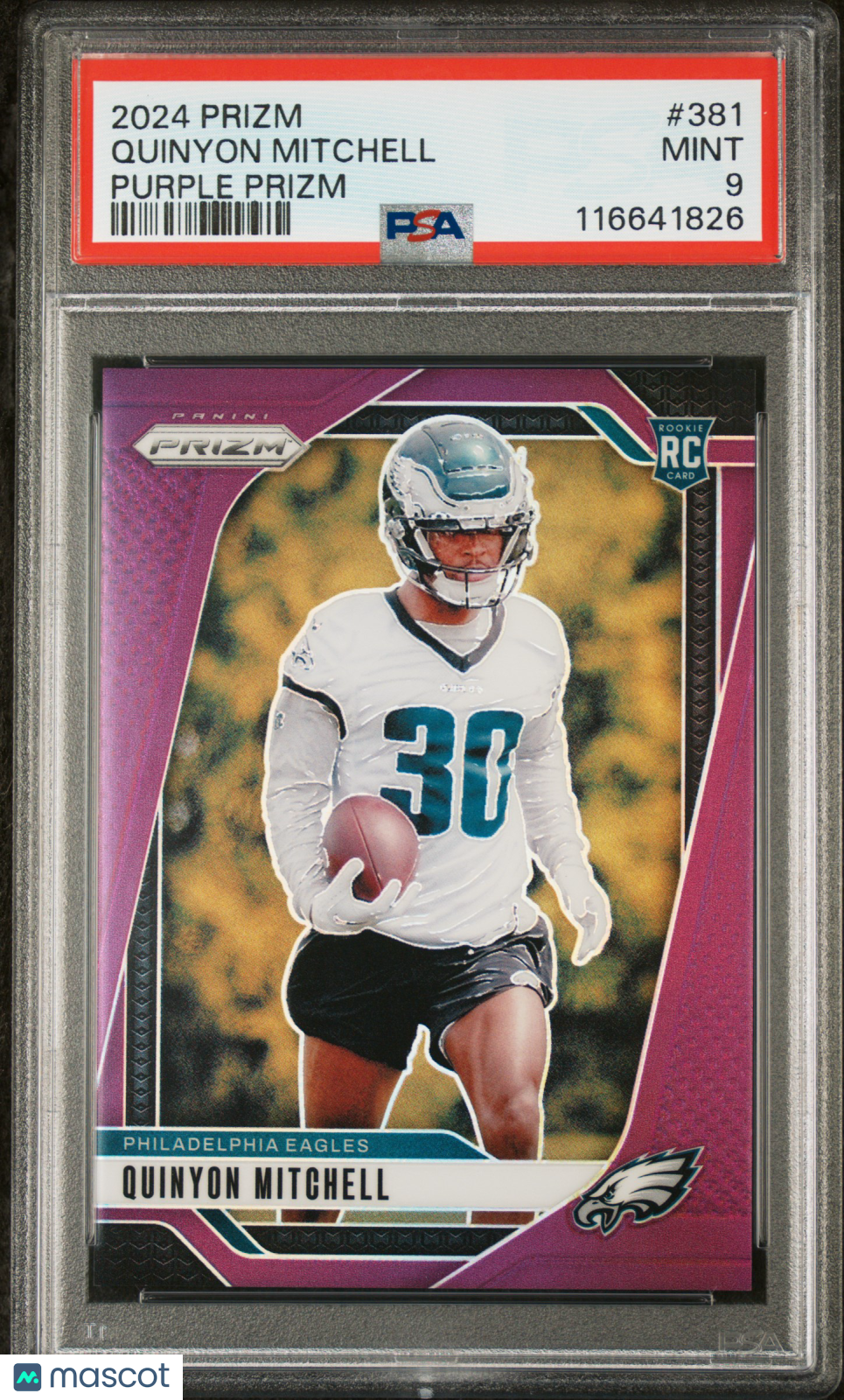 QUINYON MITCHELL 2024 Panini Prizm Rookie Purple /125 PSA 9 #381 Eagles