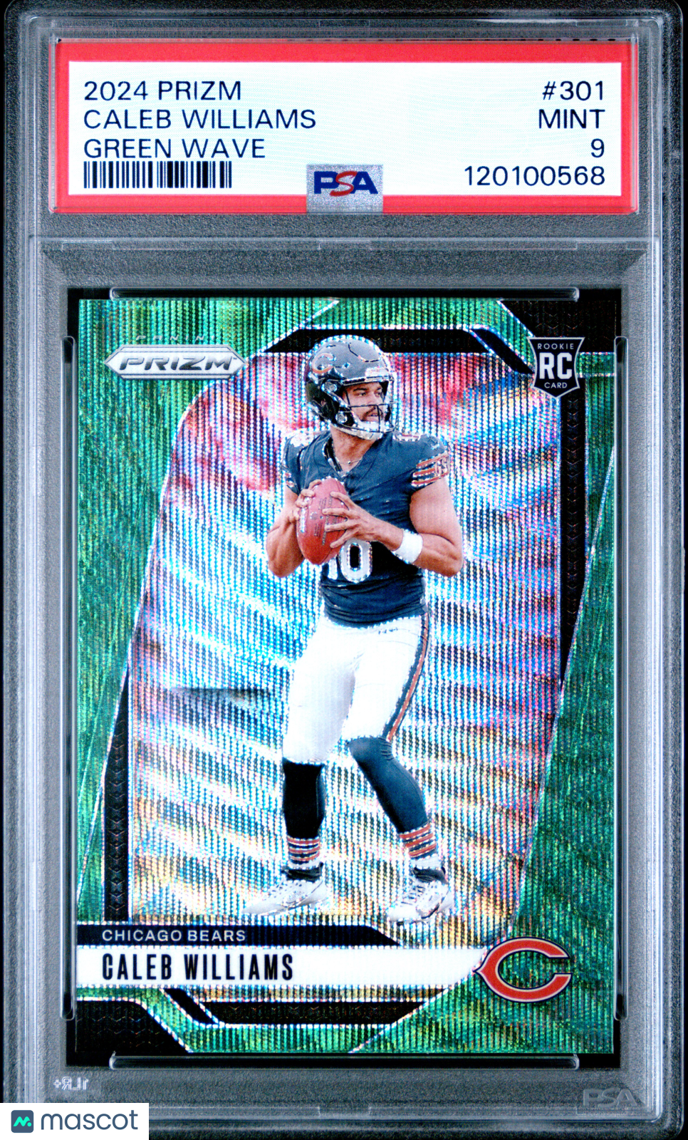 CALEB WILLIAMS 2024 Panini Prizm Rookie Green Wave Prizm #301 PSA 9 Bears