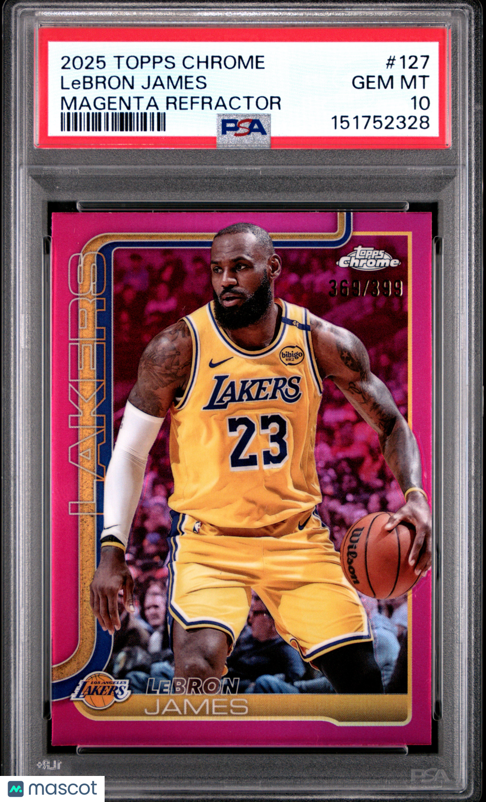 LEBRON JAMES 2025-26 Topps Chrome Magenta Refractor #127 /399 PSA 10 Lakers